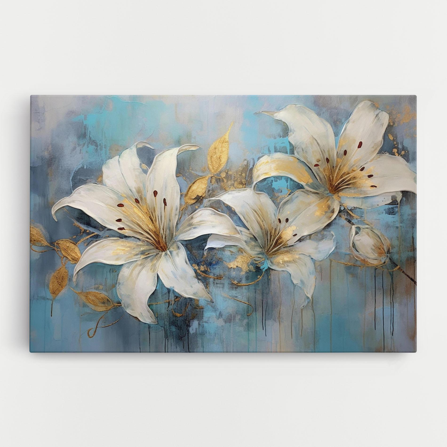 Leinwandbild Lily With Gold Painting mockup 0