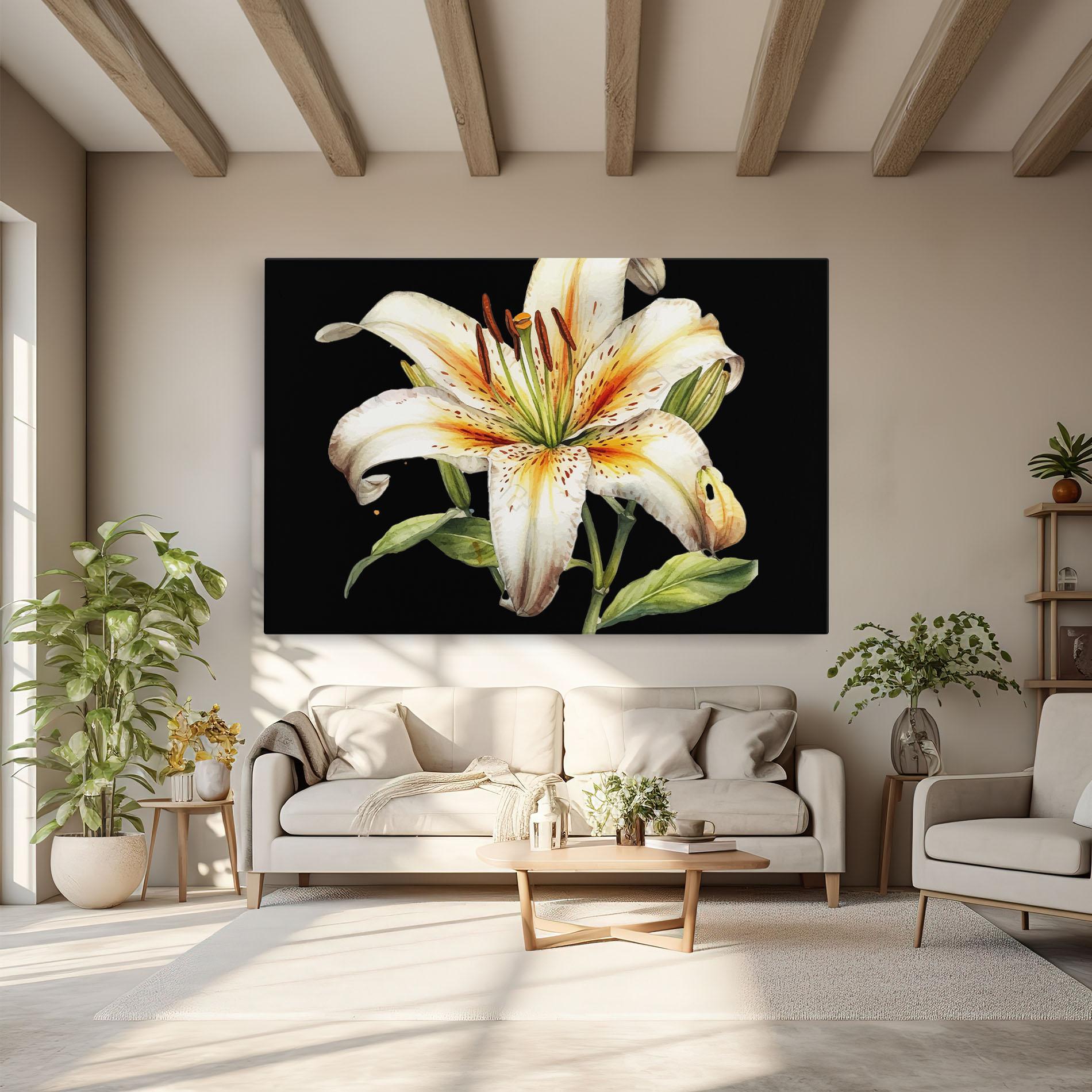 Leinwandbild Beautiful White Lily mockup 6