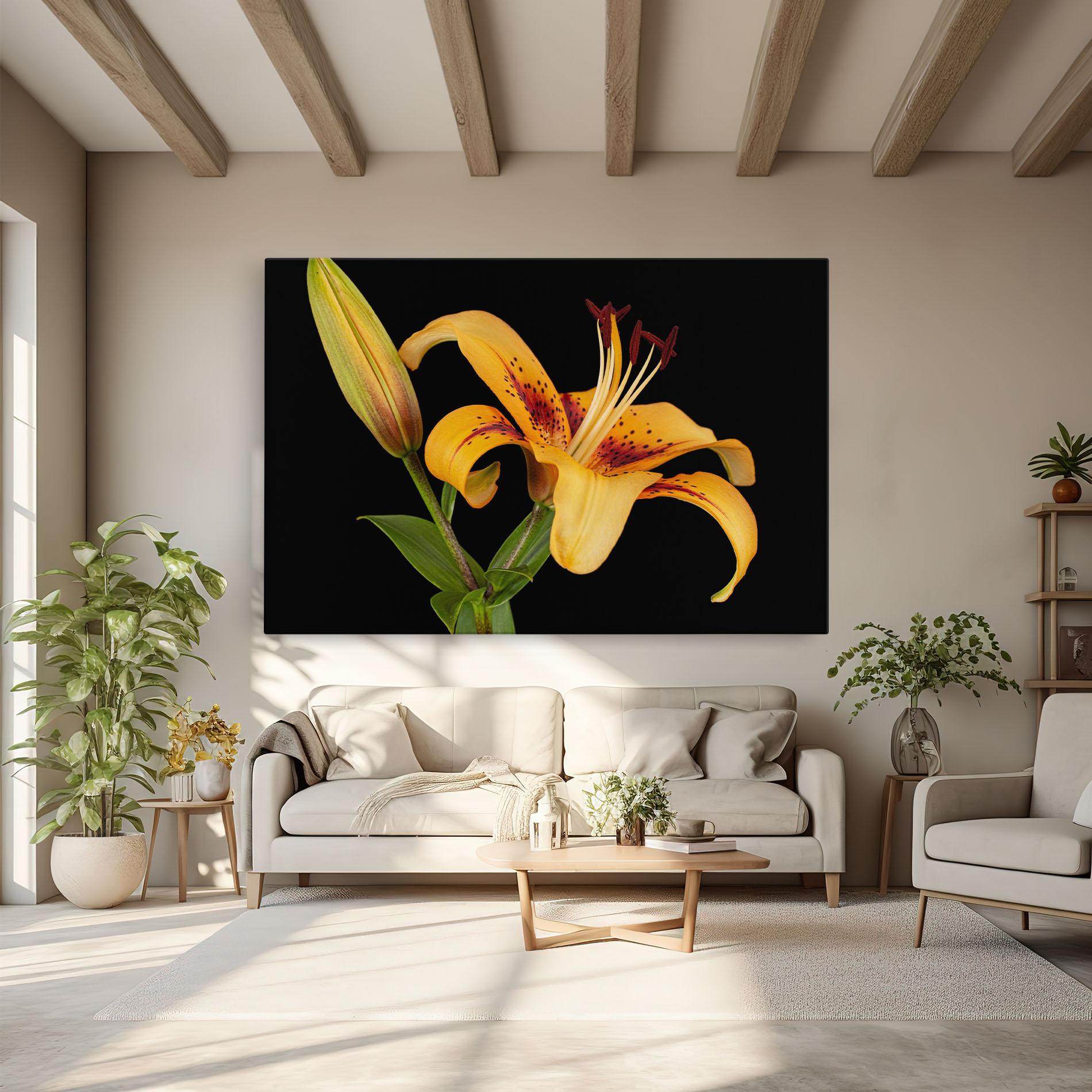 Leinwandbild Beautiful Yellow Lily mockup 6
