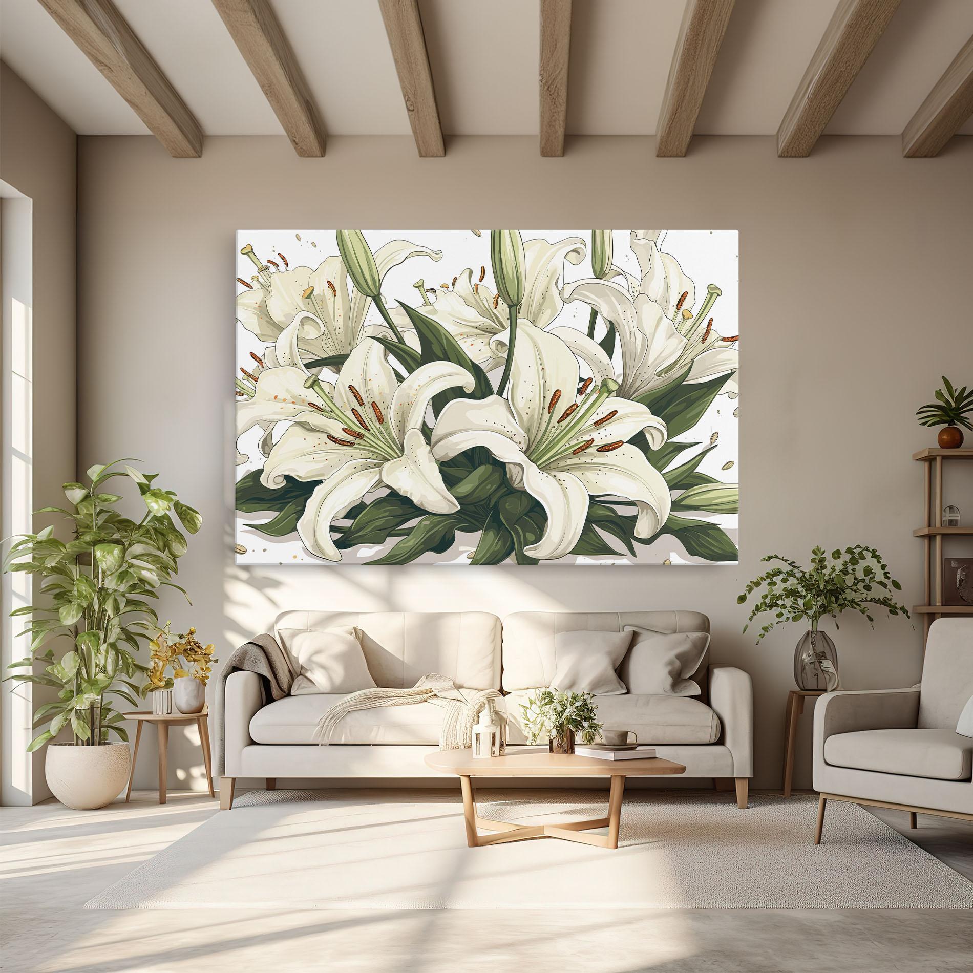 Leinwandbild Grey White Lily mockup 6