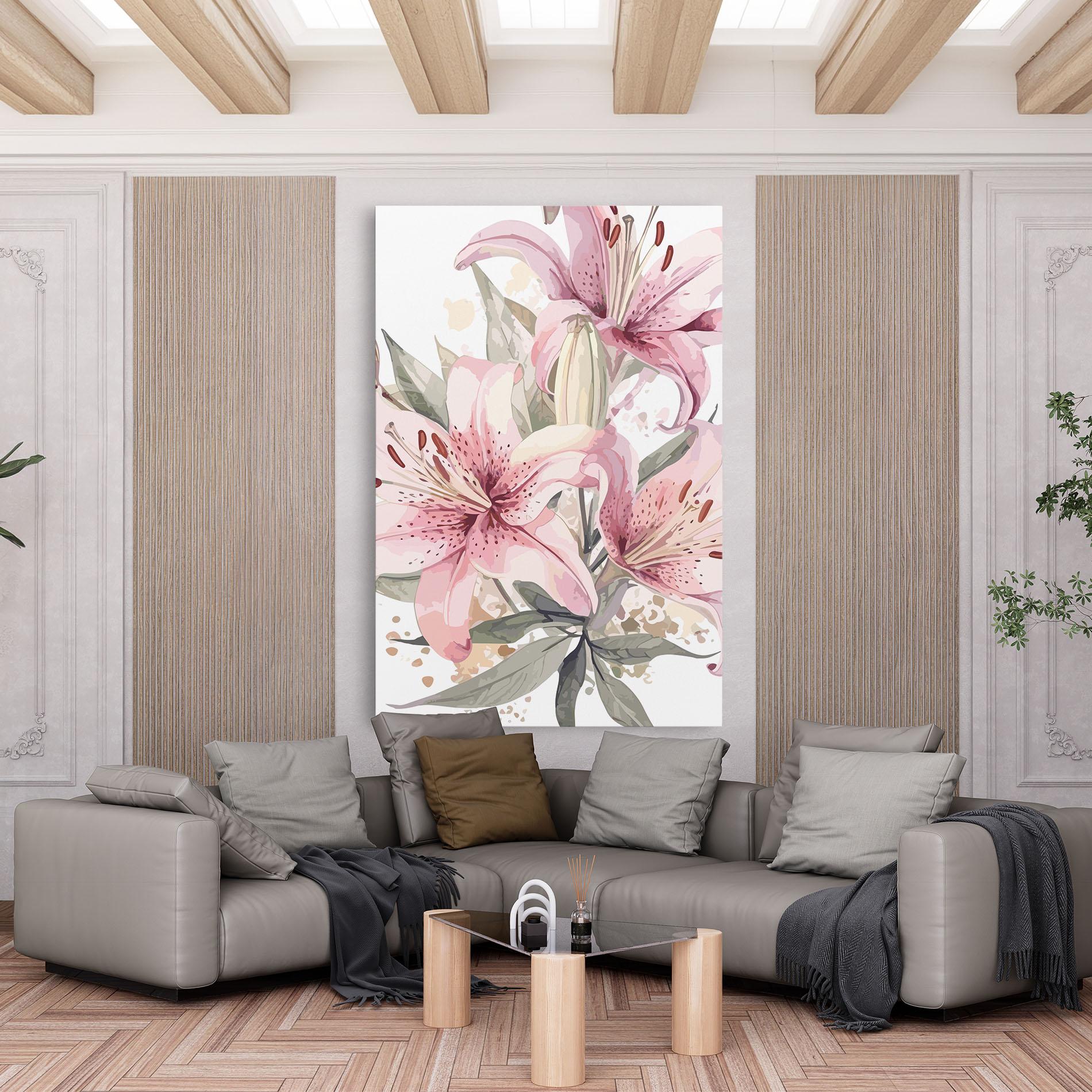 Leinwandbild Light Pink Lily Art mockup 6
