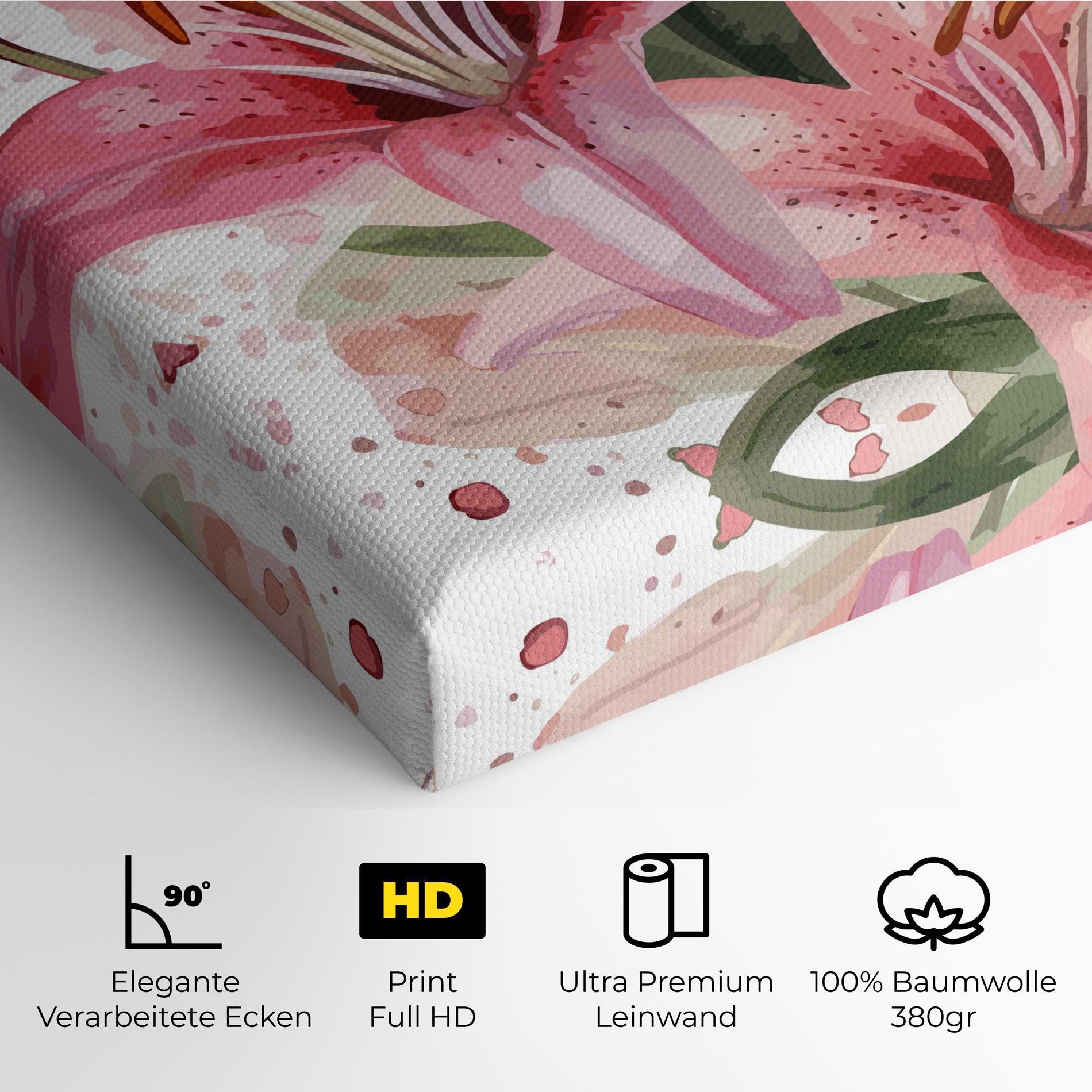 Leinwandbild Beautiful Pink Lily mockup 4