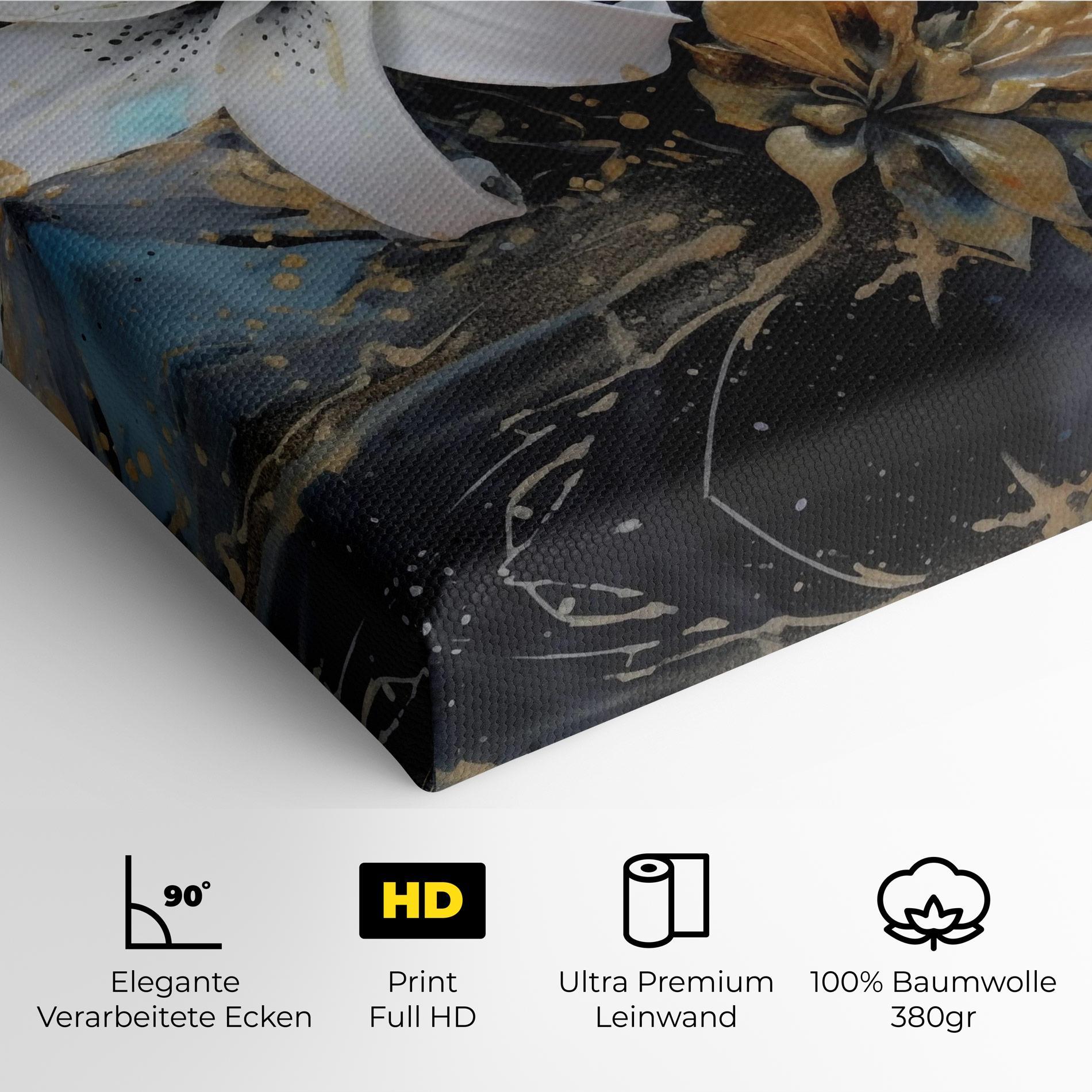 Leinwandbild Lily On Blue Painting mockup 4