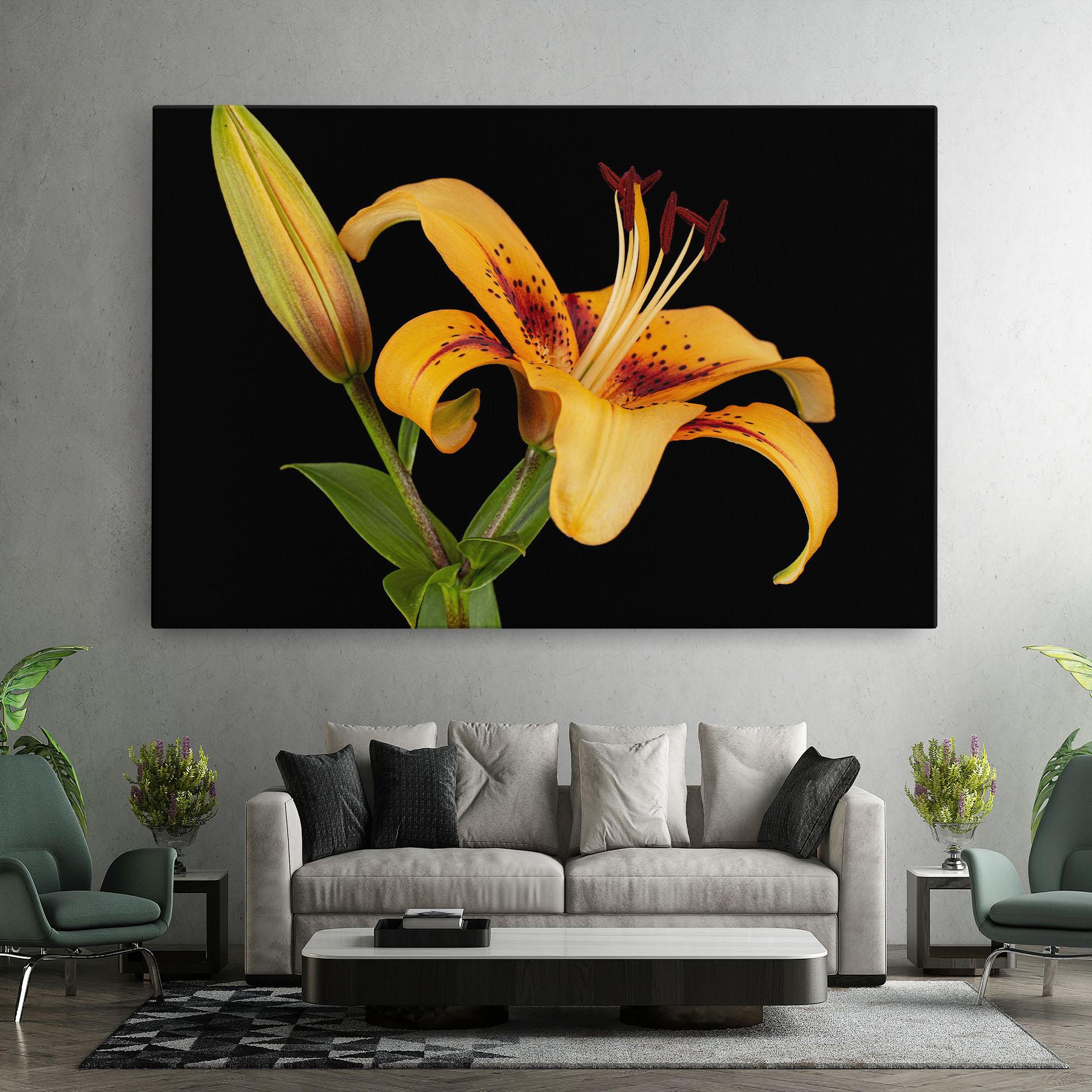 Leinwandbild Beautiful Yellow Lily mockup 7