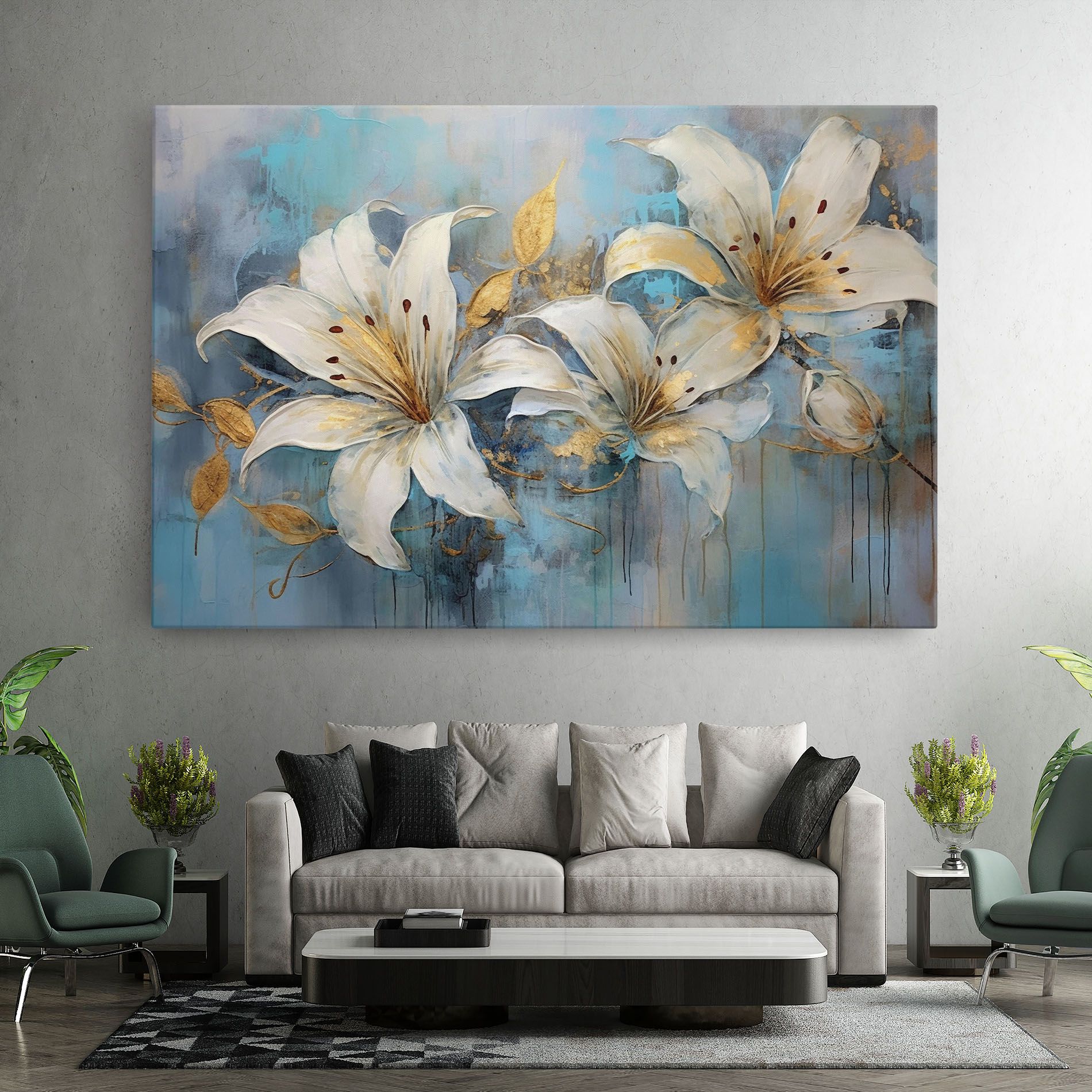 Lily With Gold Painting mockup 7