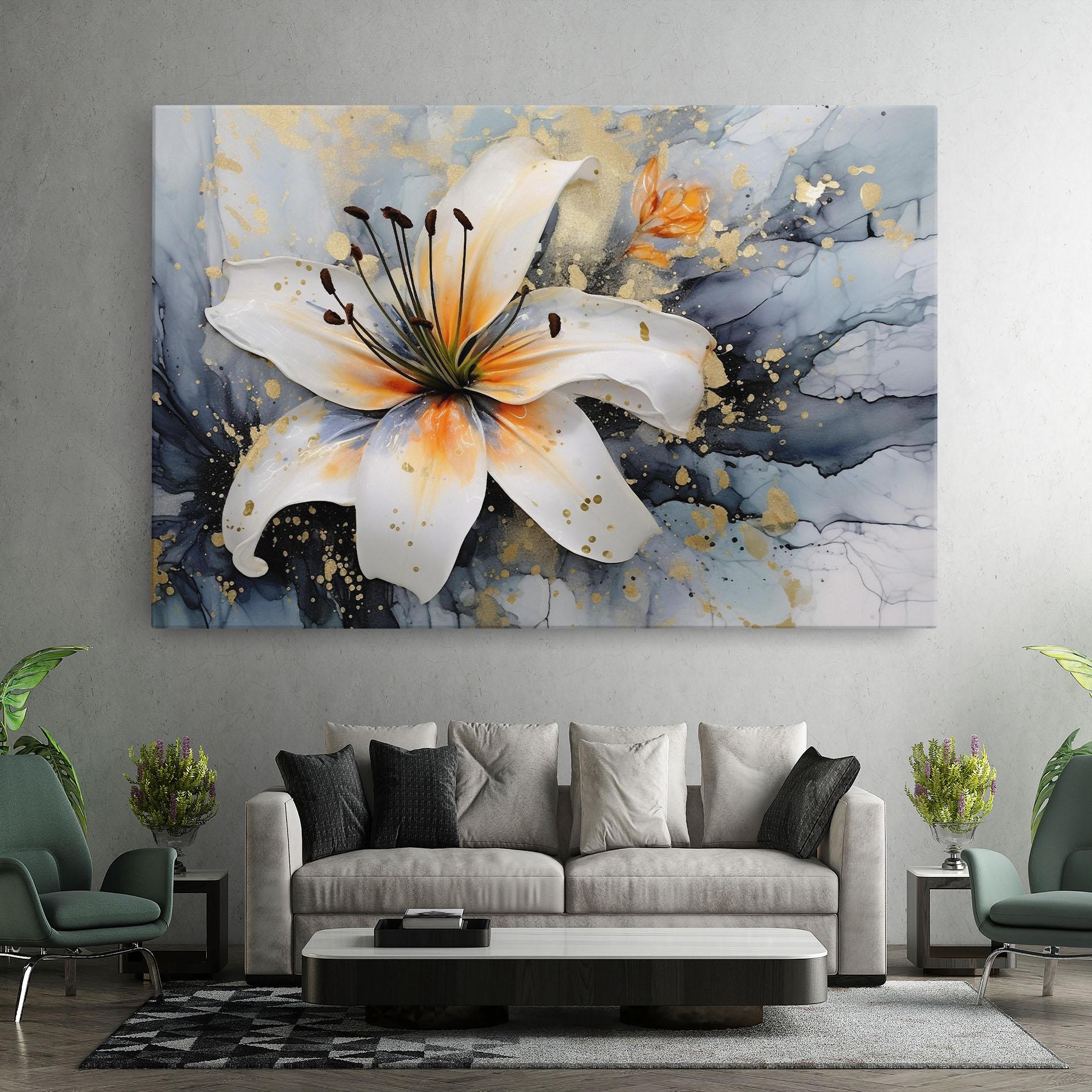 Leinwandbild Lily With Orange Painting mockup 7