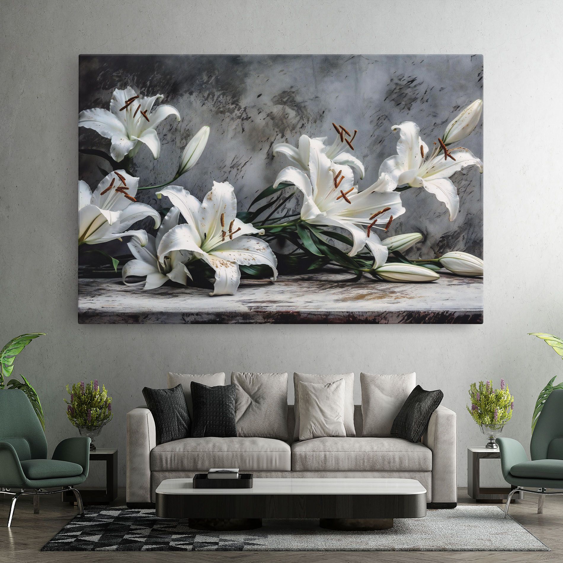 White Pretty Lily On Grey mockup 7