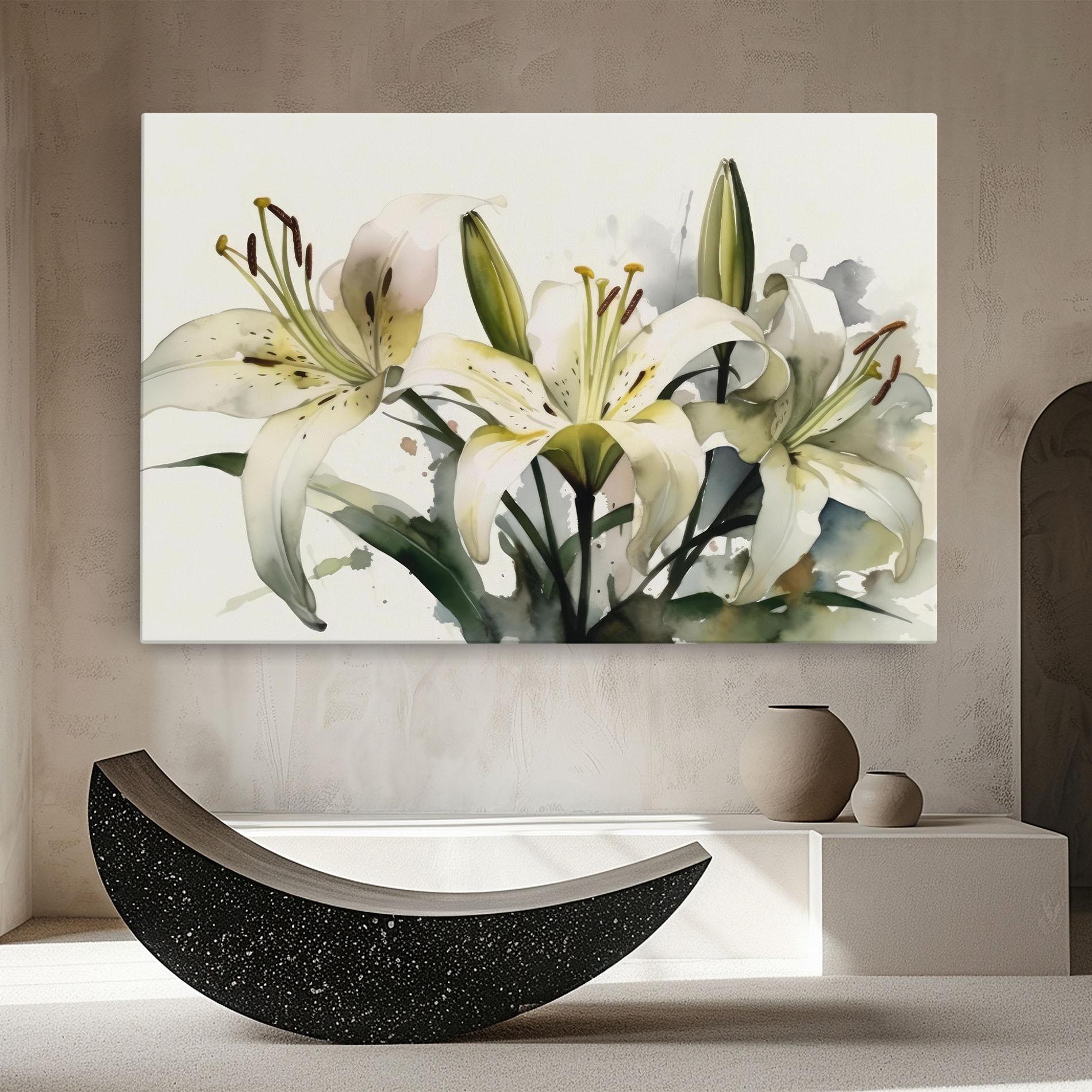 Leinwandbild Cute White Lily Painting mockup 8