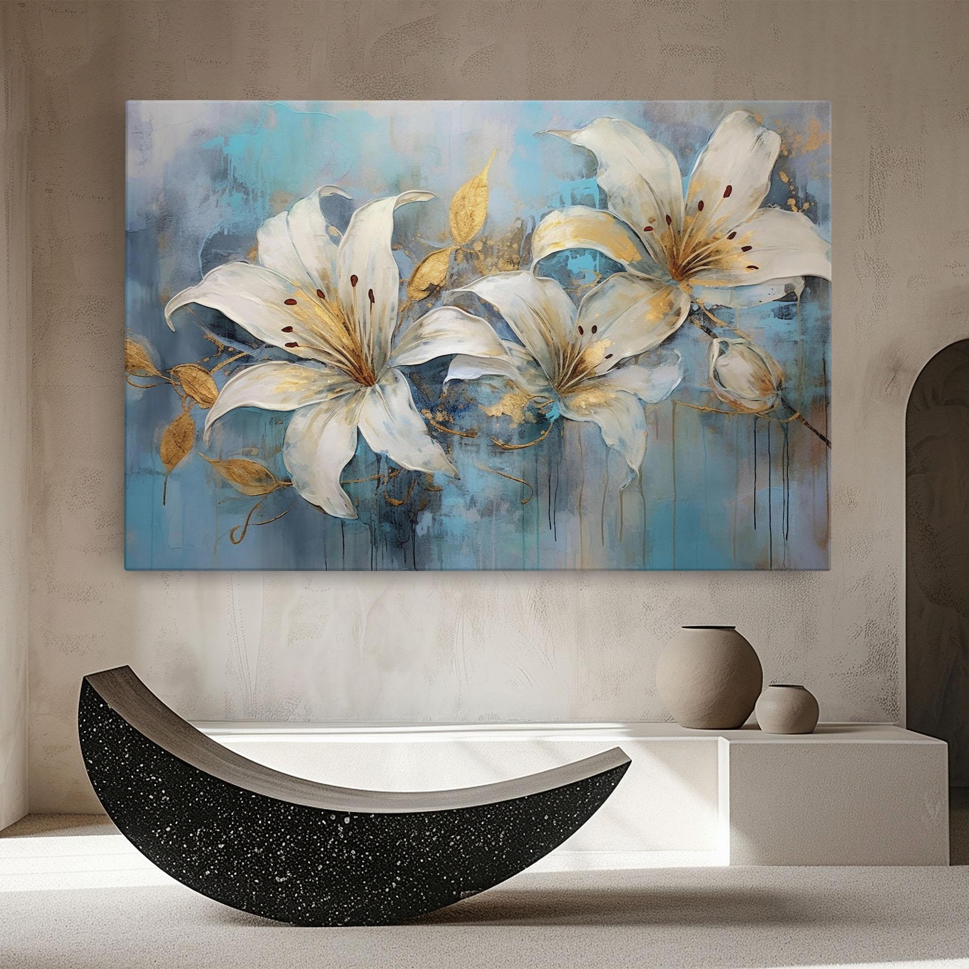 Leinwandbild Lily With Gold Painting mockup 8