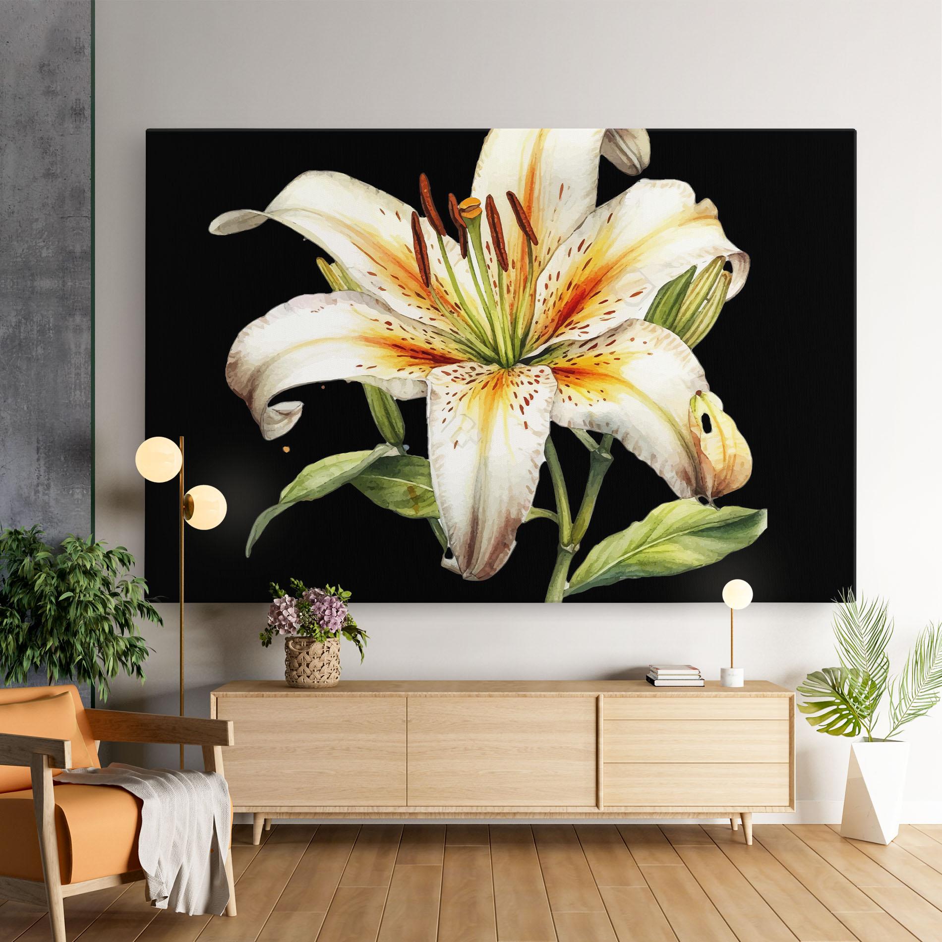 Leinwandbild Beautiful White Lily mockup 9