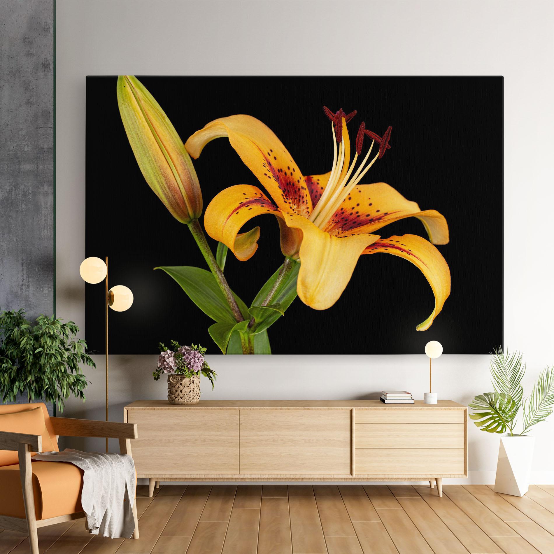 Leinwandbild Beautiful Yellow Lily mockup 9