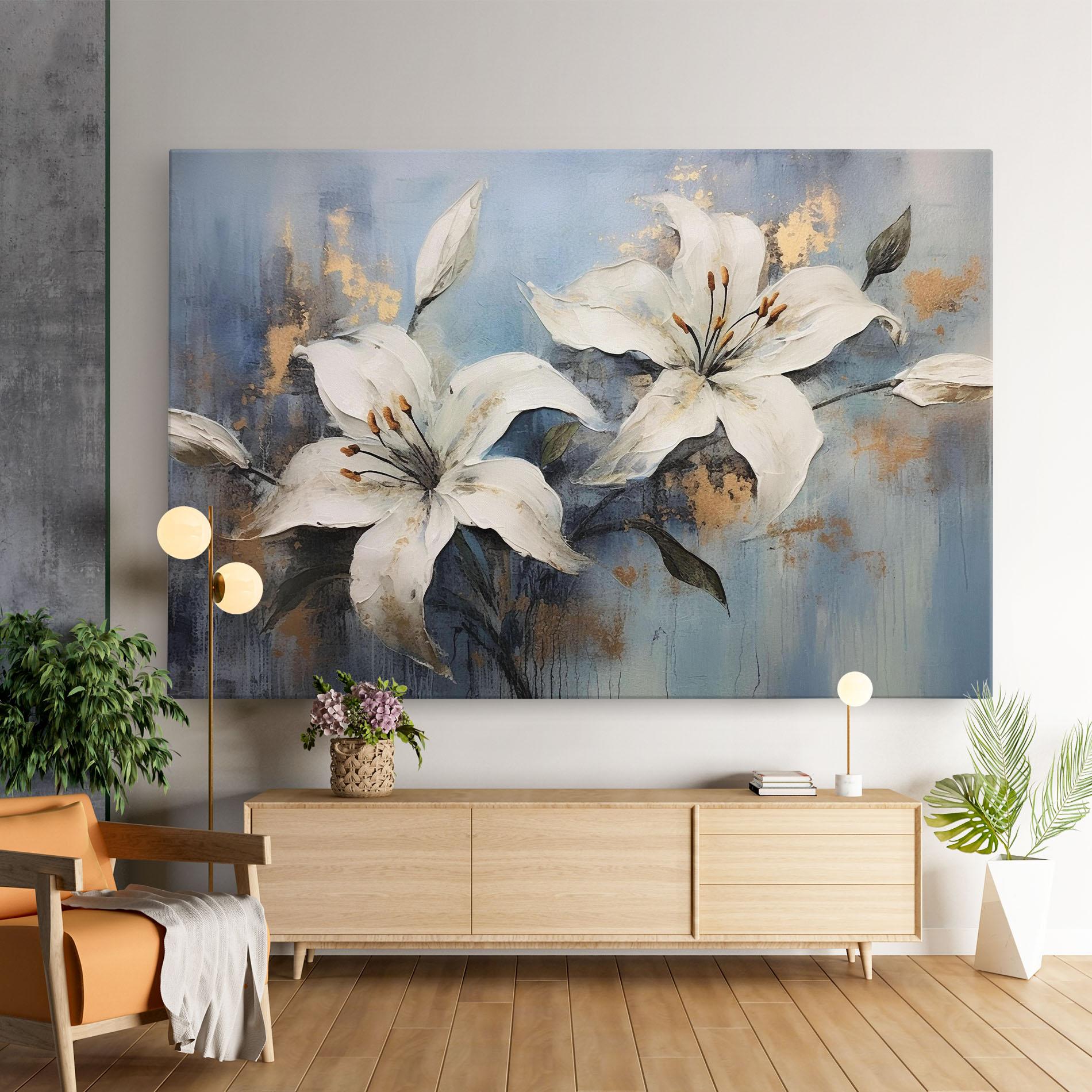 Leinwandbild Gold Lily Painting mockup 9
