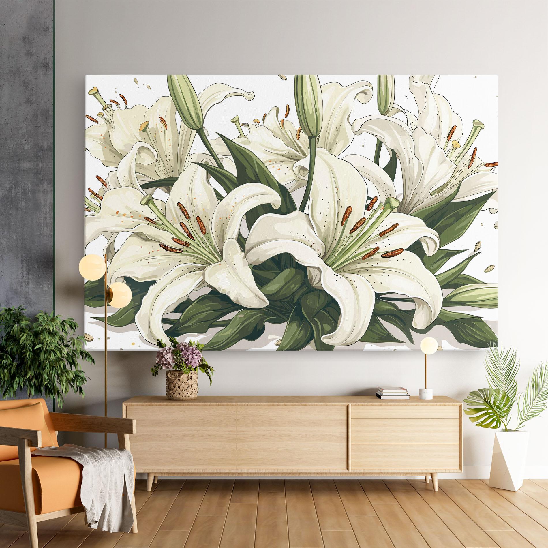 Leinwandbild Grey White Lily mockup 9