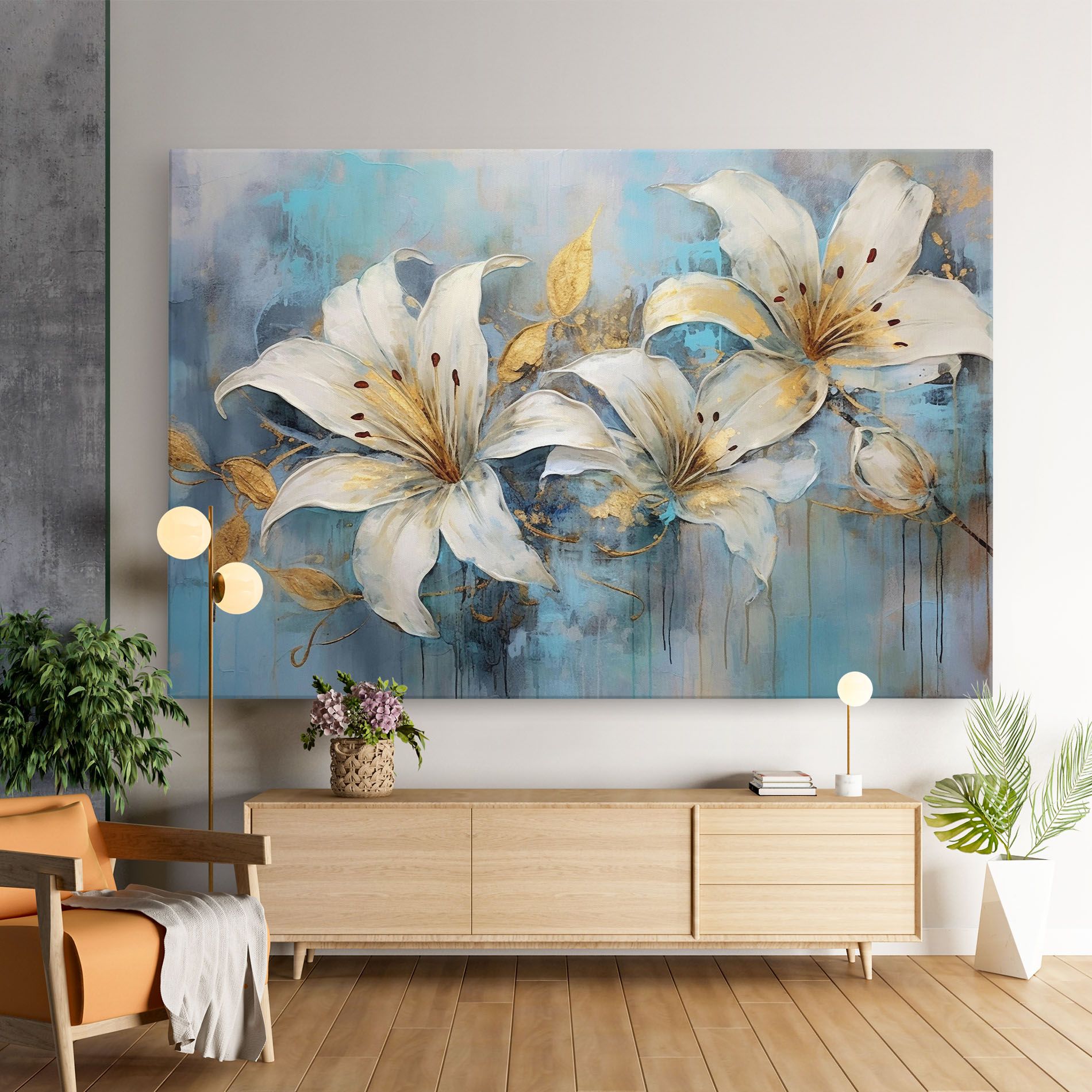 Lily With Gold Painting mockup 9