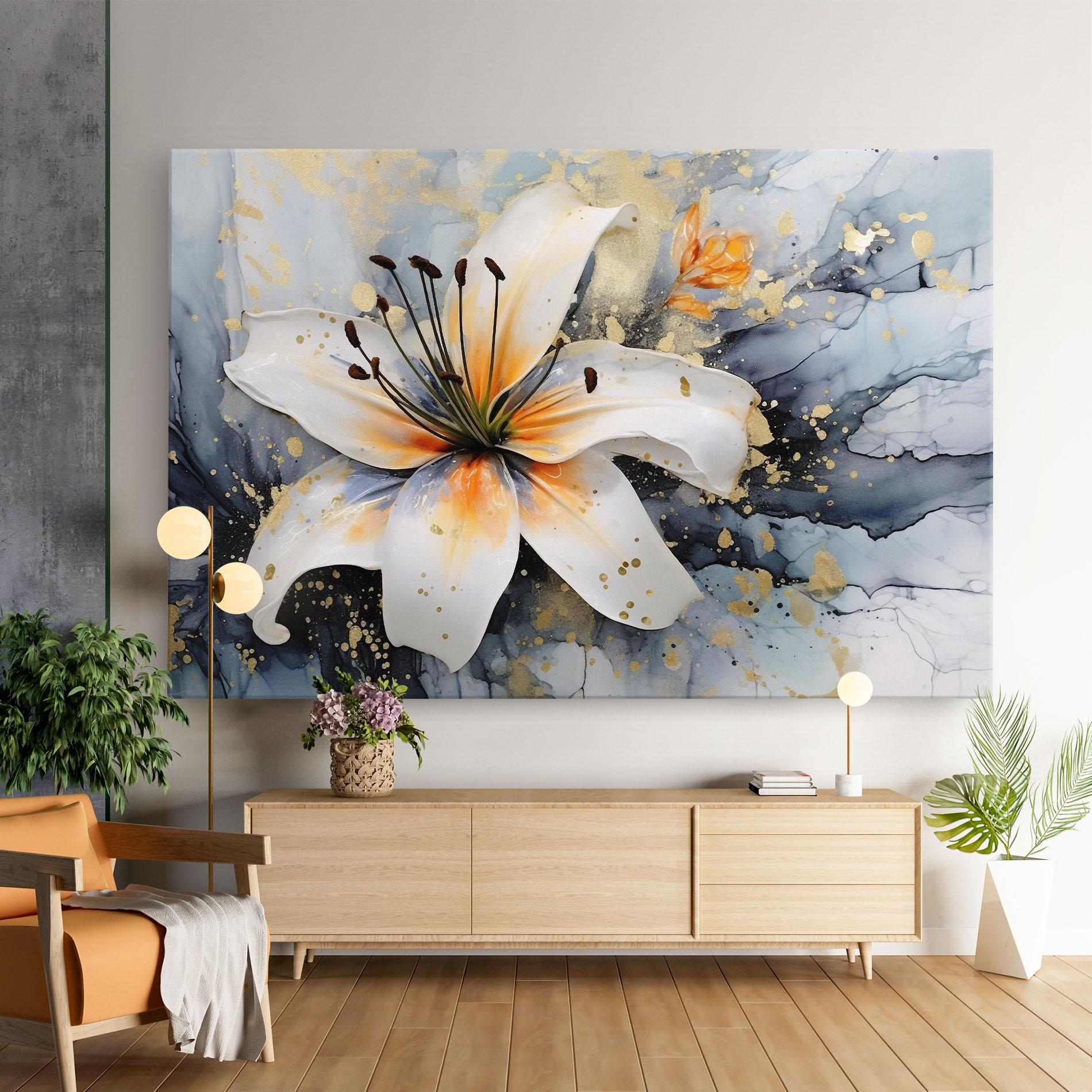 Leinwandbild Lily With Orange Painting mockup 9