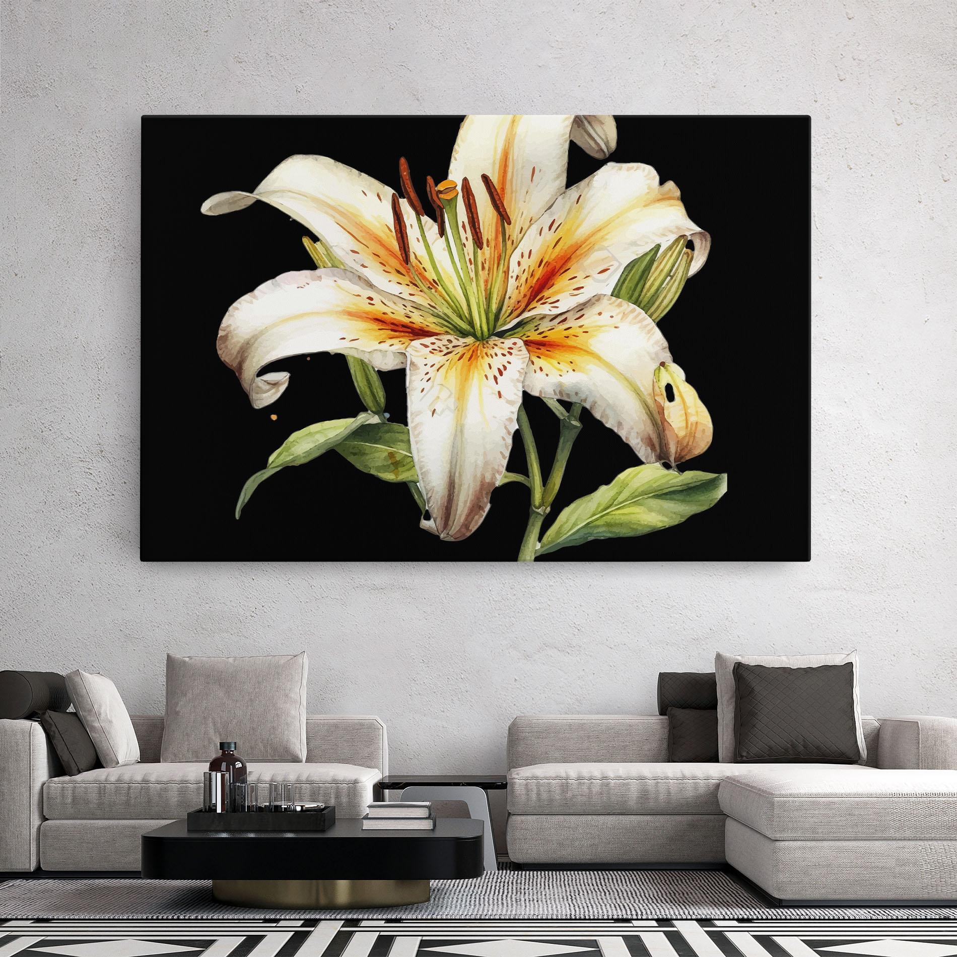 Leinwandbild Beautiful White Lily mockup 2