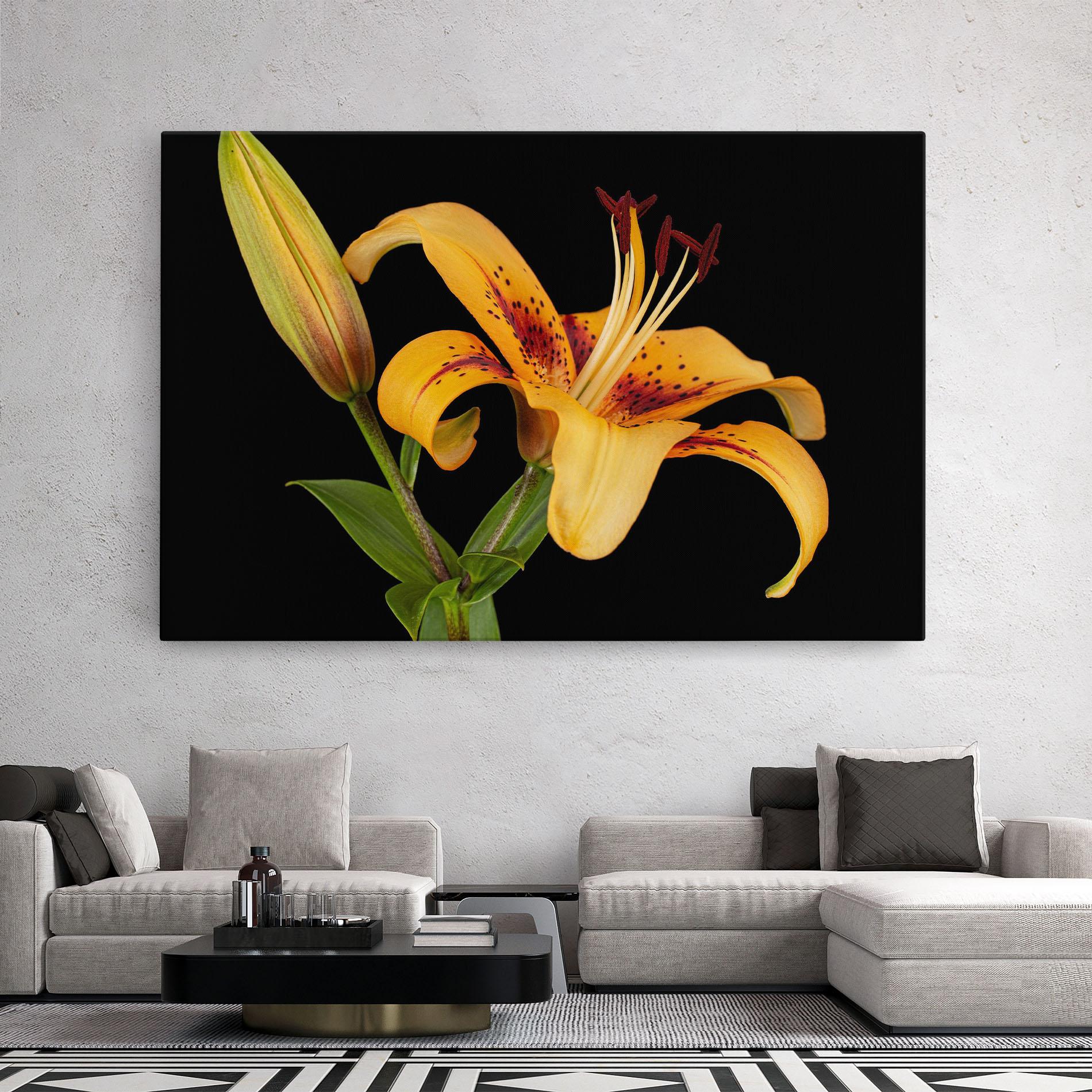 Leinwandbild Beautiful Yellow Lily mockup 2