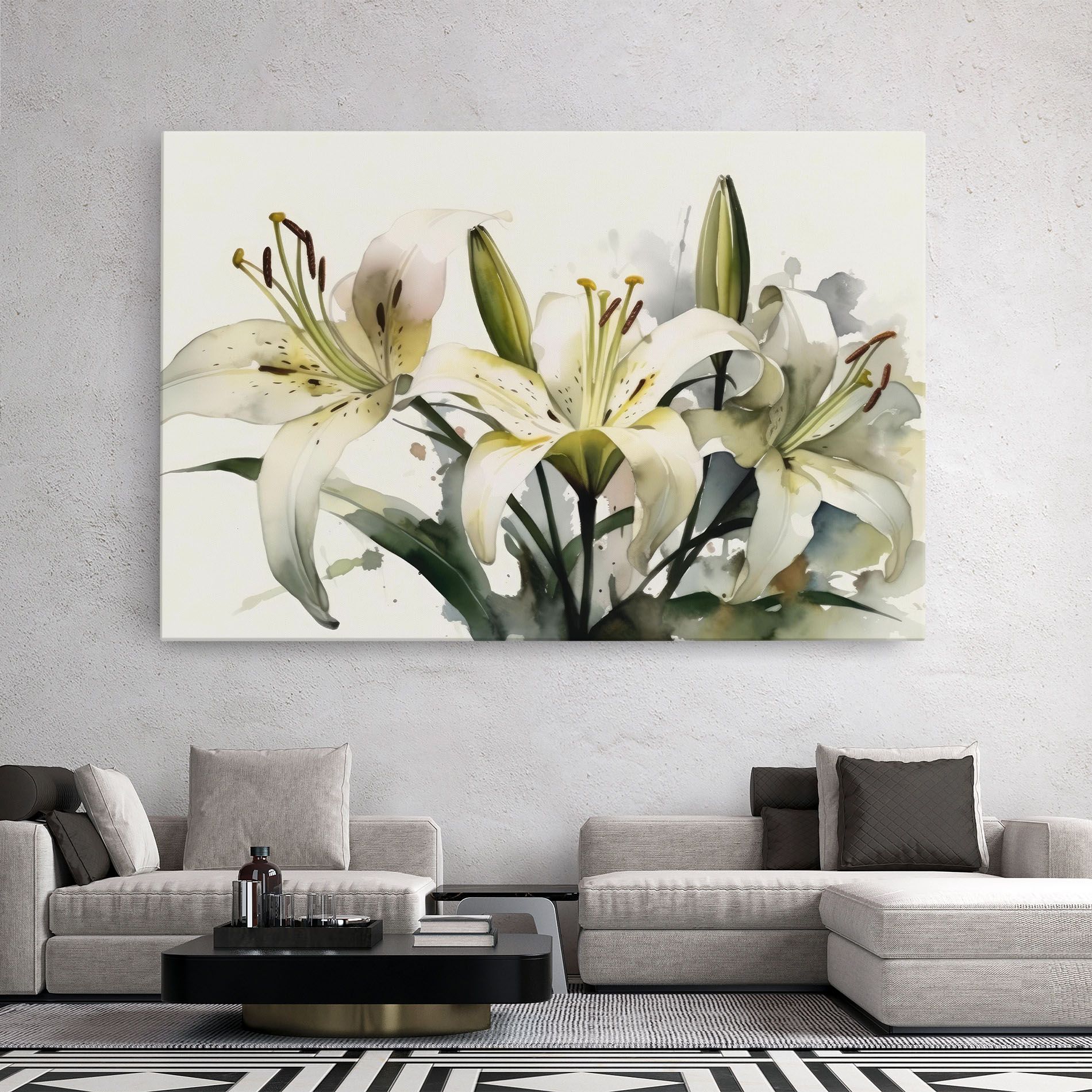 Cute White Lily Painting mockup 2