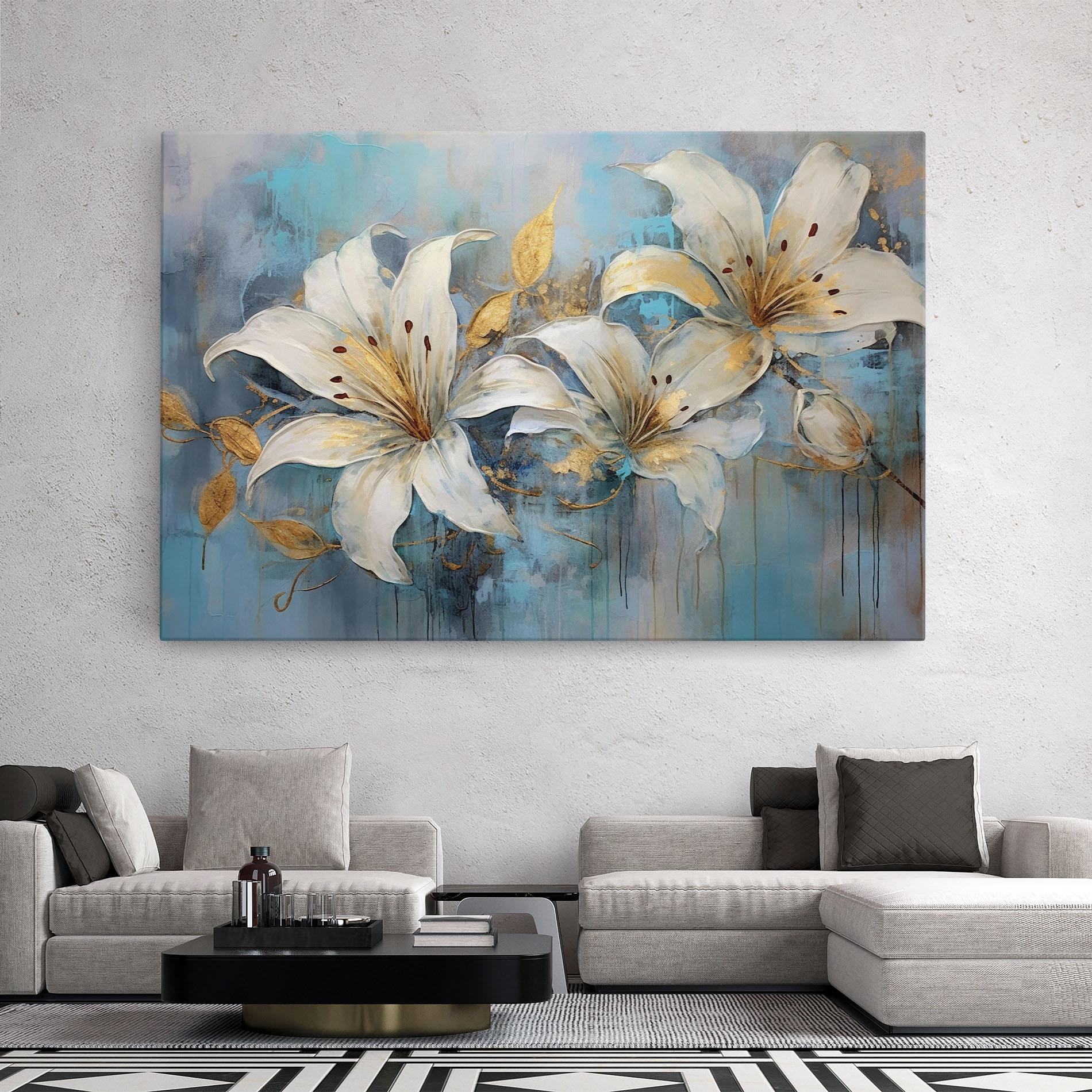 Leinwandbild Lily With Gold Painting mockup 2