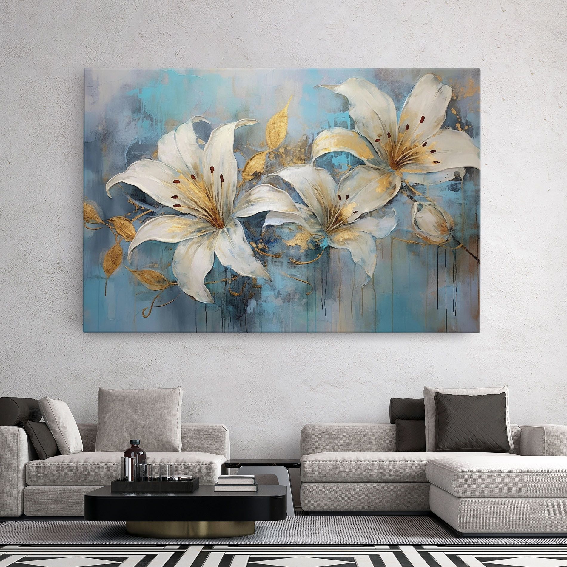 Lily With Gold Painting mockup 2