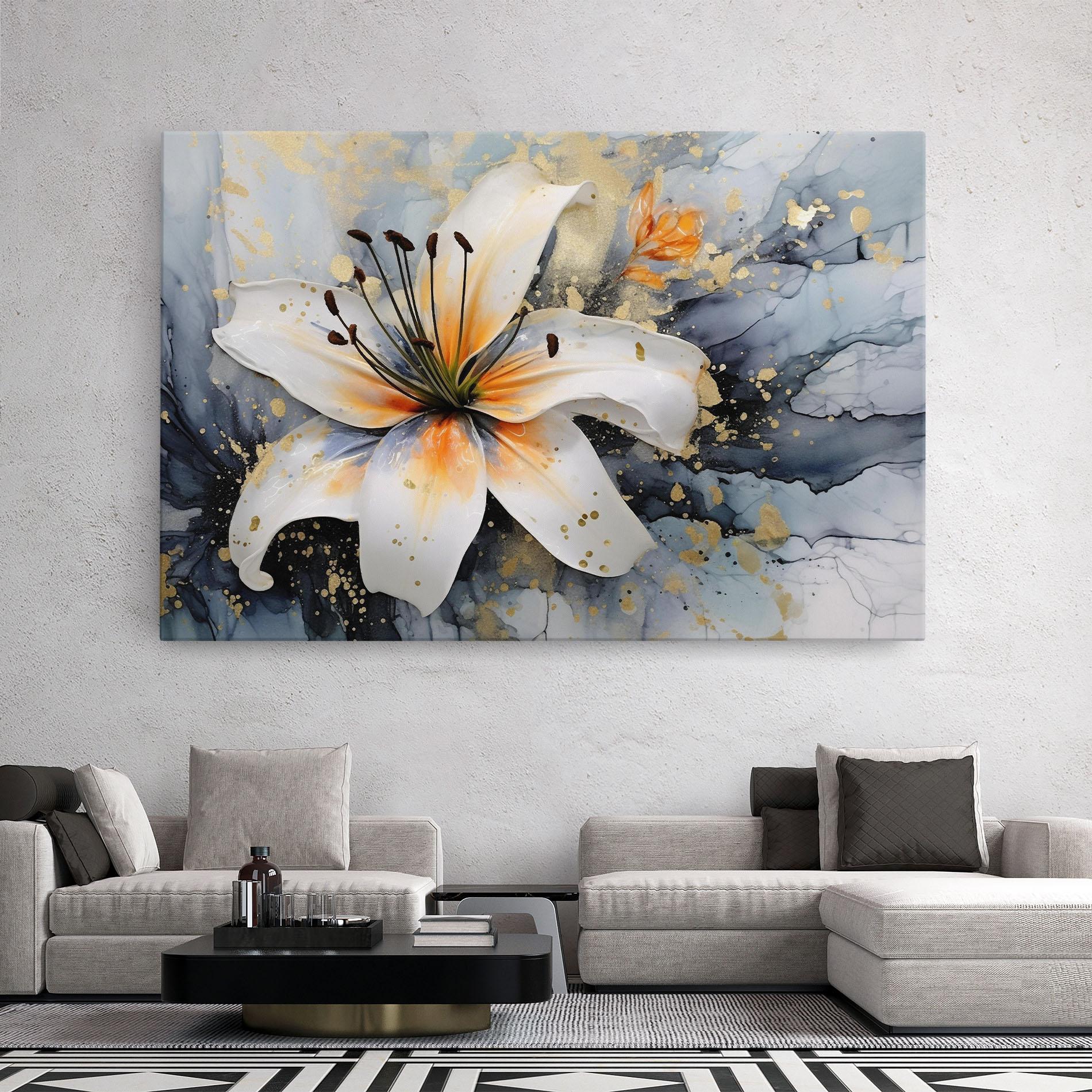 Leinwandbild Lily With Orange Painting mockup 2