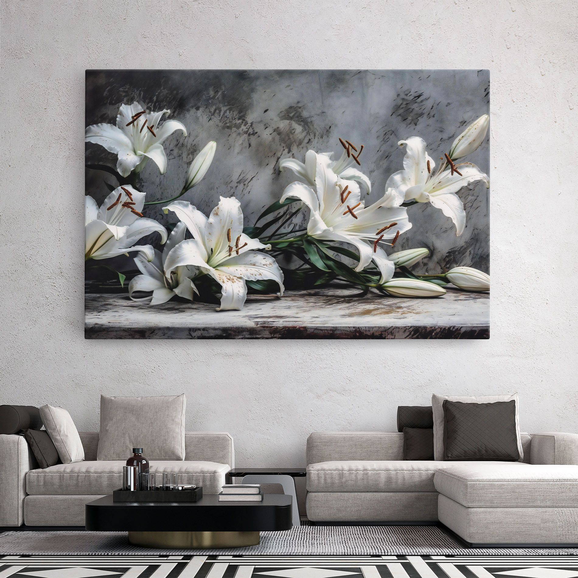 White Pretty Lily On Grey mockup 2