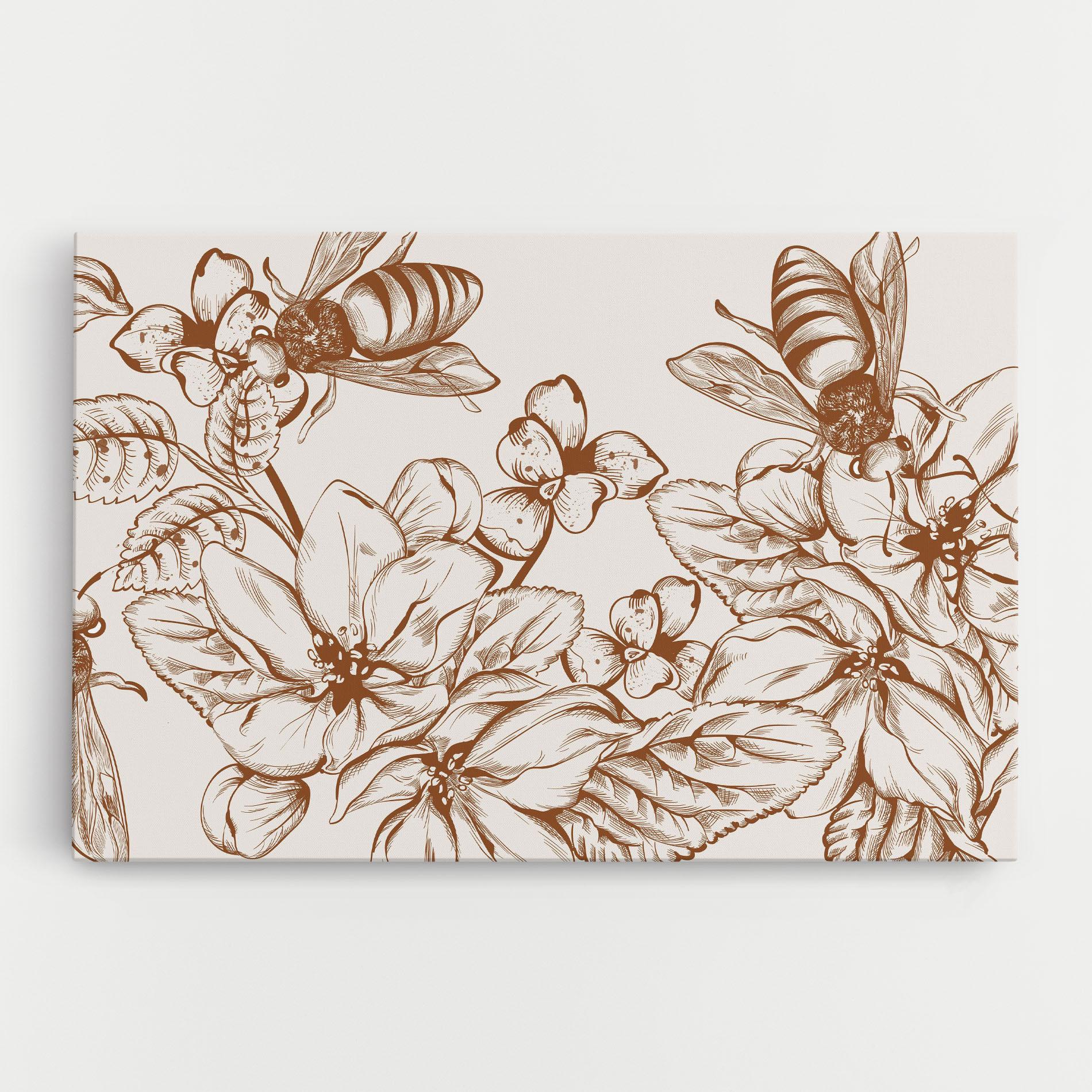 Leinwandbild Bee Flower Line mockup 0