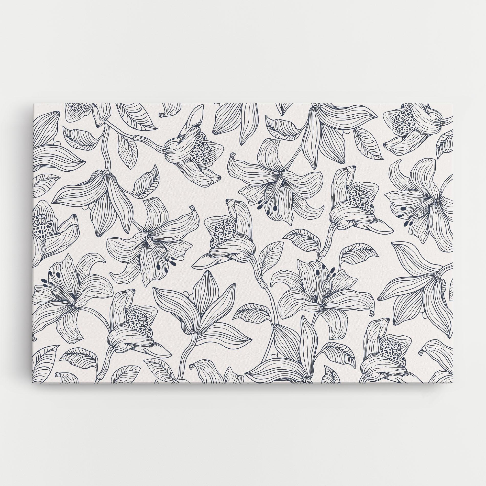Leinwandbild Blue Patern Flower mockup 0