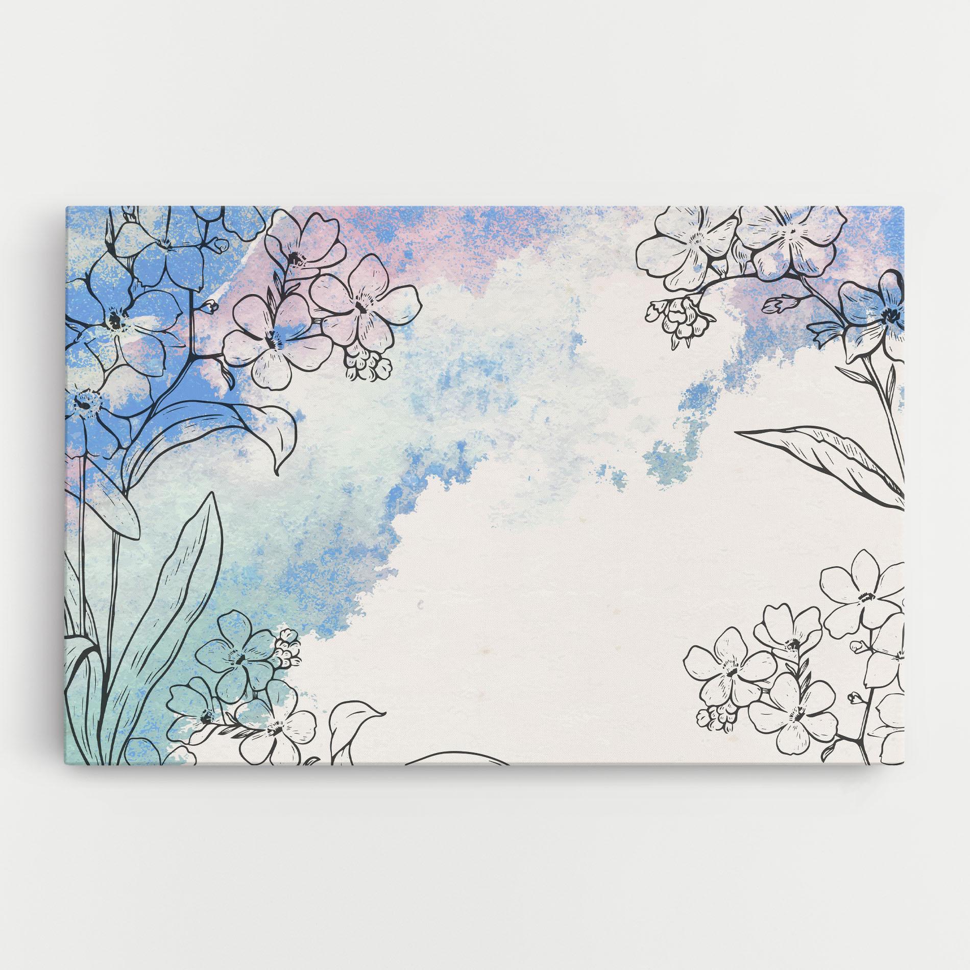 Leinwandbild Blue Watercolor Flower mockup 0