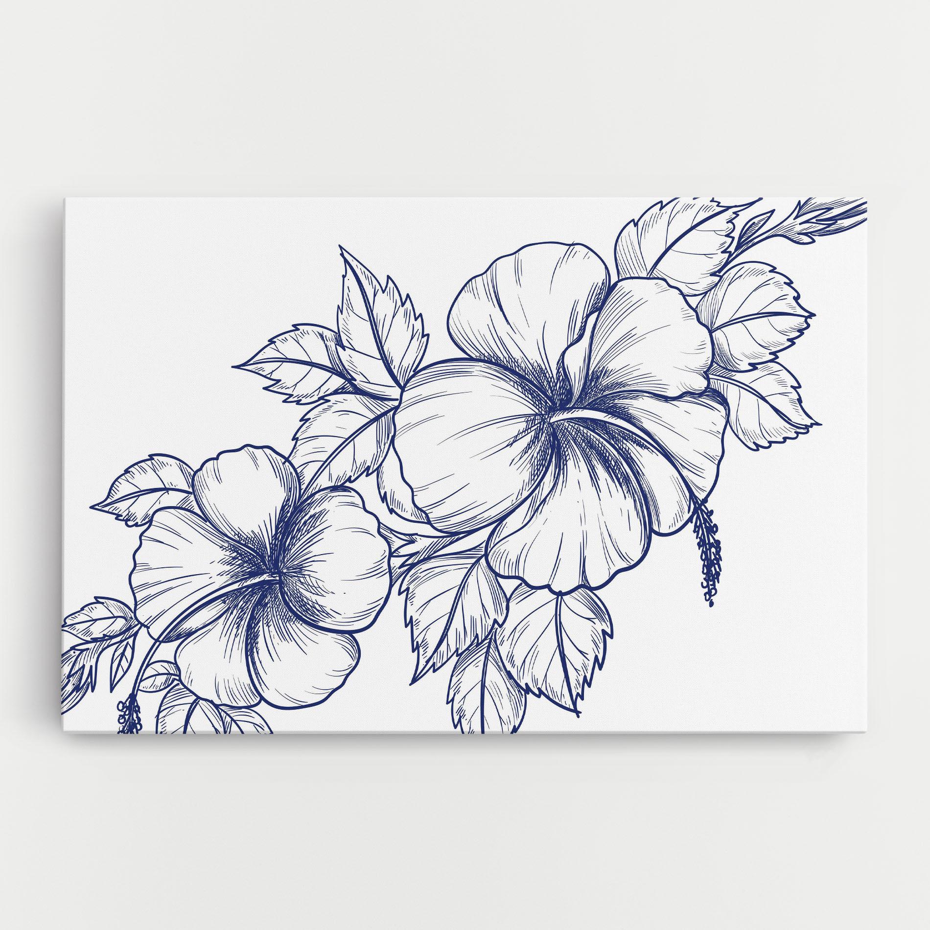 Leinwandbild Dark Blue Line Flower mockup 0
