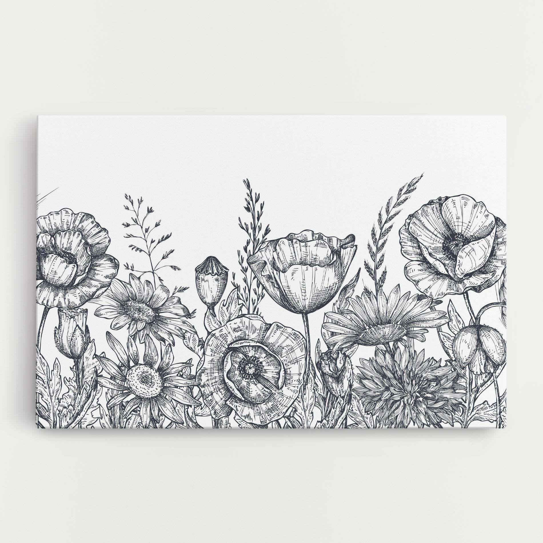 Leinwandbild Flower Grey Line mockup 0