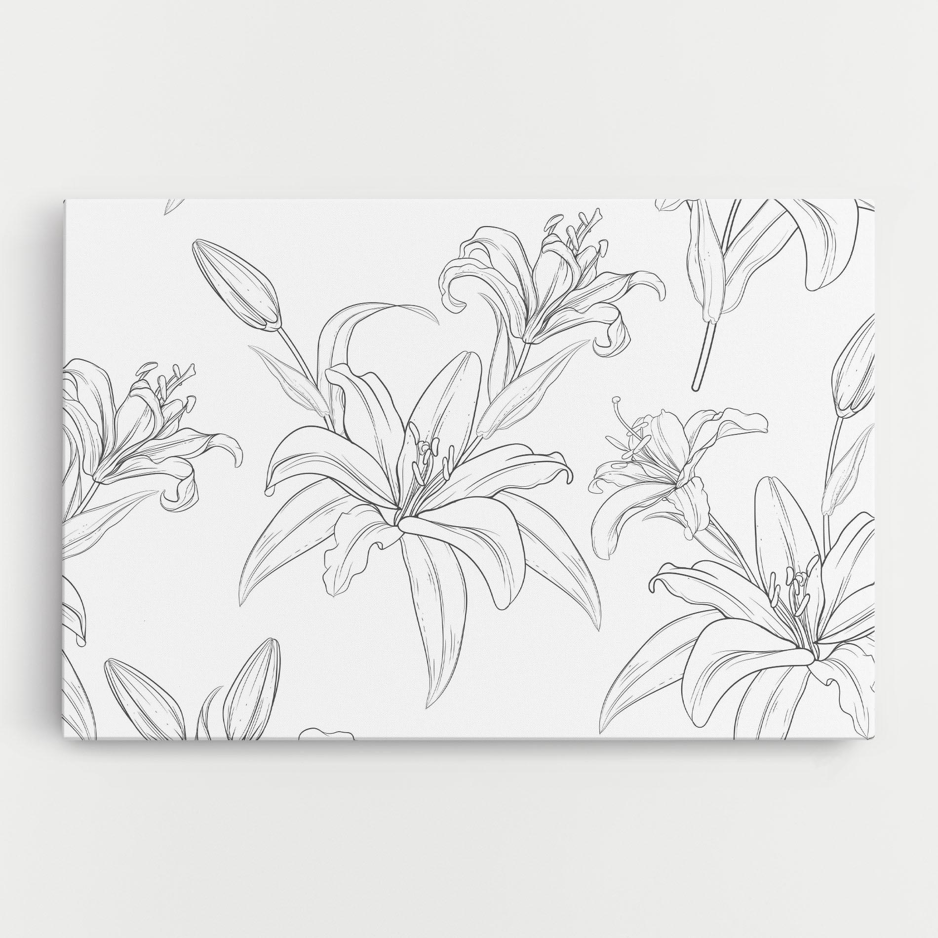 Leinwandbild Grey Line Flower mockup 0