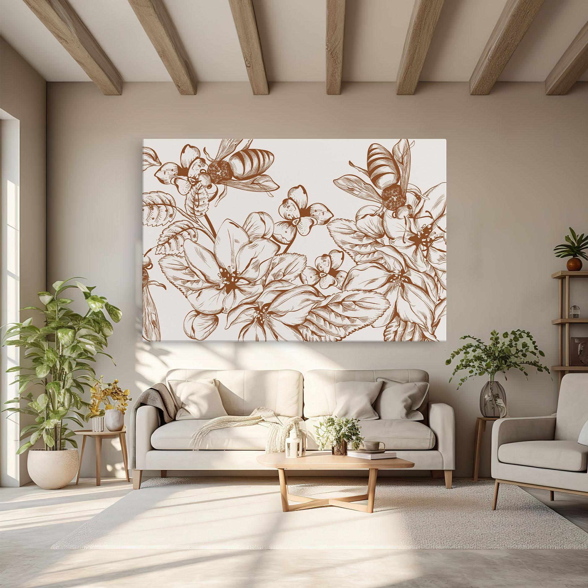Leinwandbild Bee Flower Line mockup 6