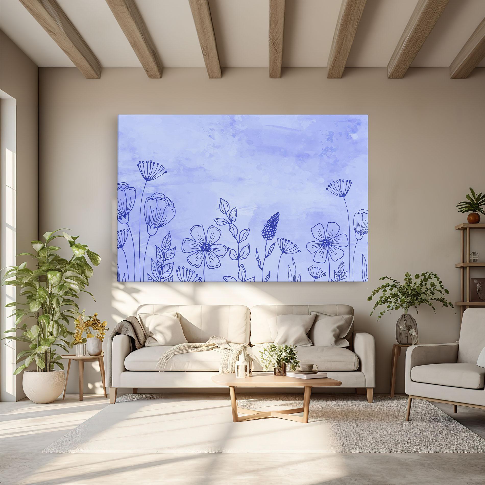 Leinwandbild Blue Line Plant mockup 6