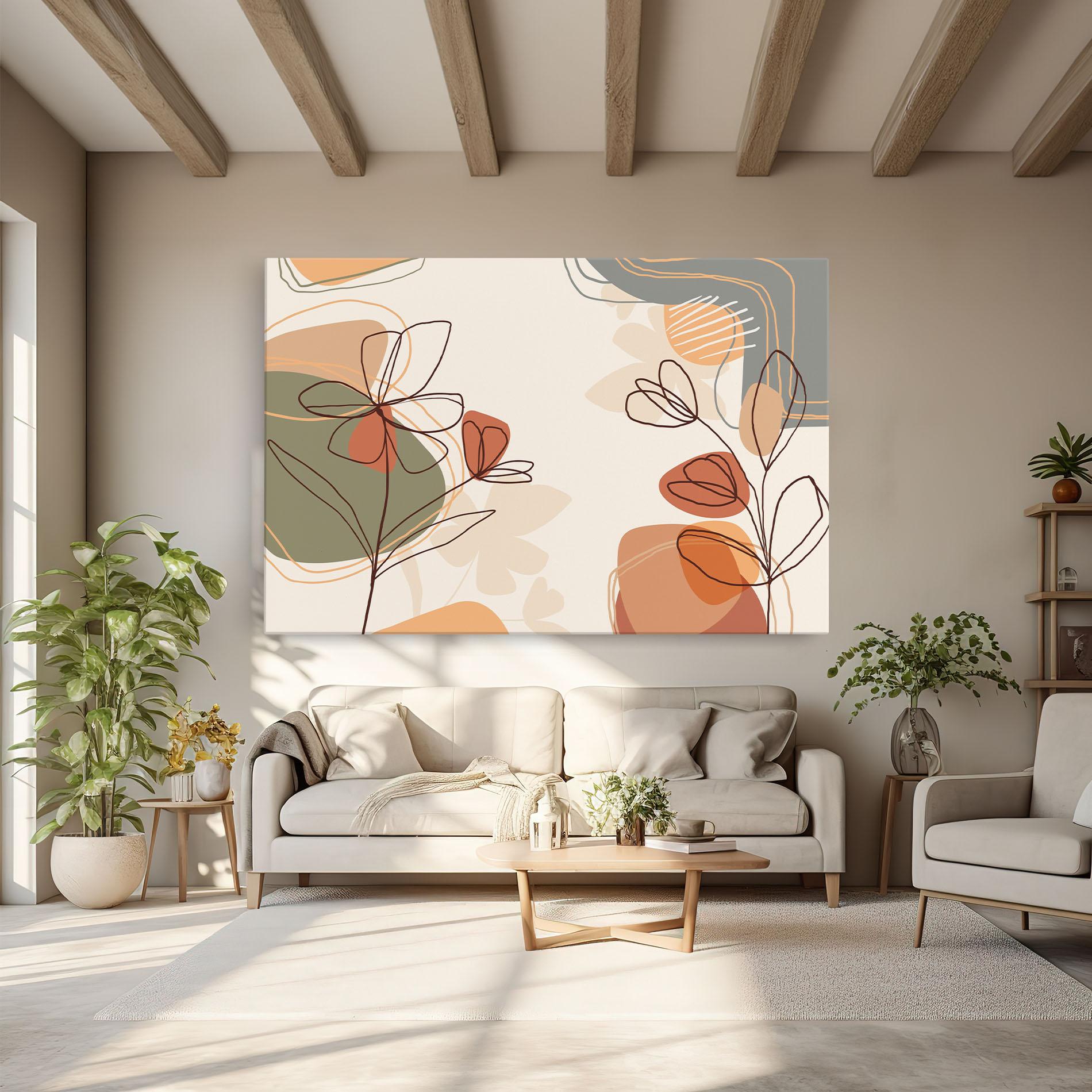 Leinwandbild Brown Line Plants mockup 6