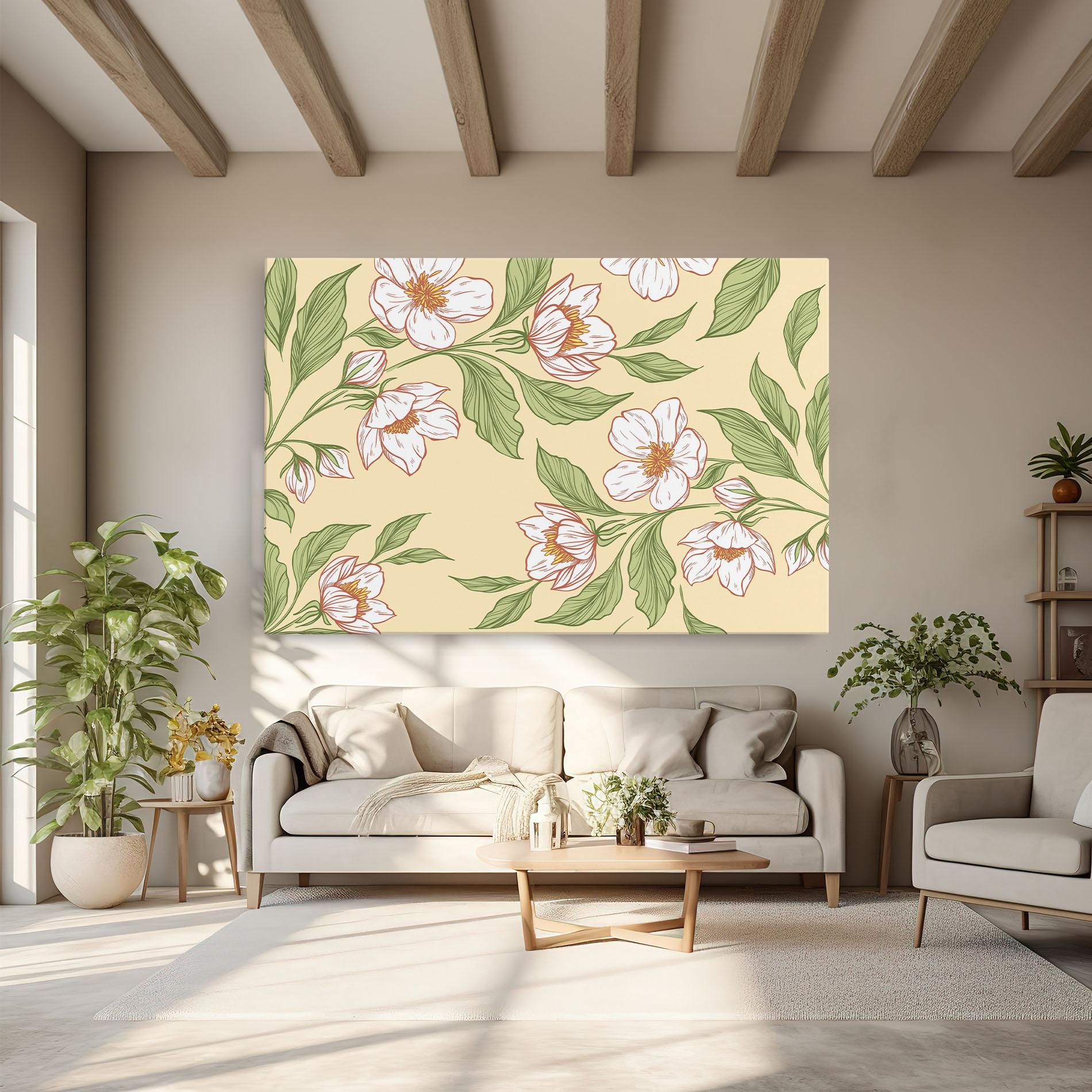 Leinwandbild Cream Flower White mockup 6