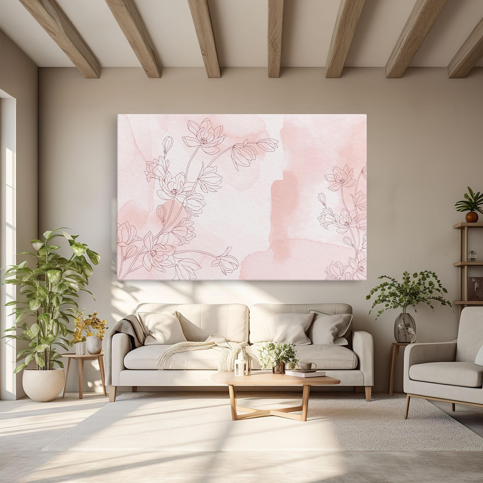Leinwandbild Pink Flower Line mockup 6