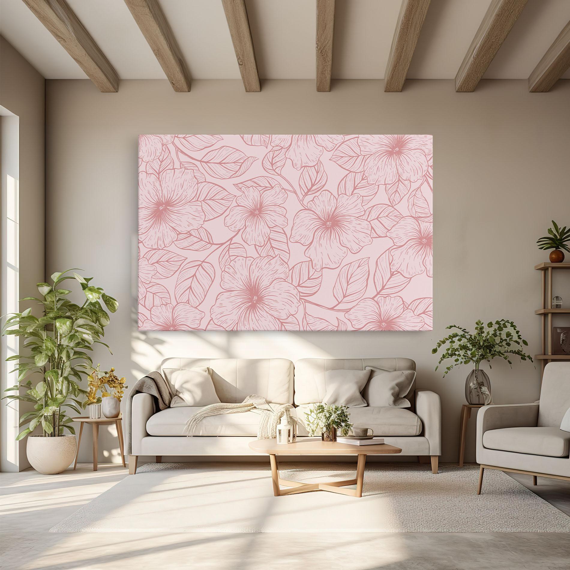 Leinwandbild Pink Line Flower mockup 6