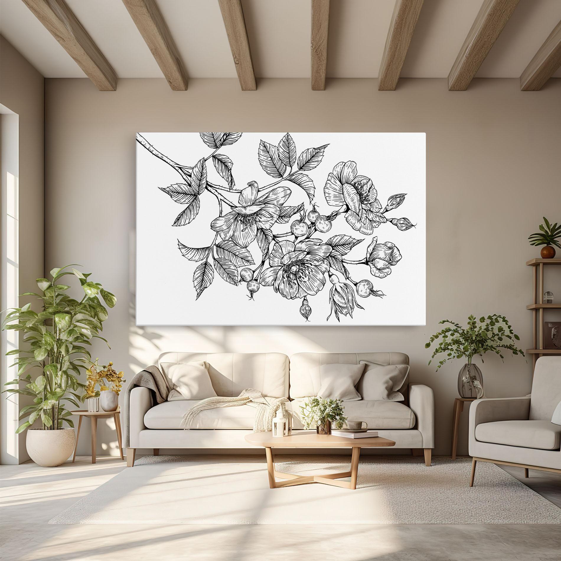 Leinwandbild Rose Black Line mockup 6