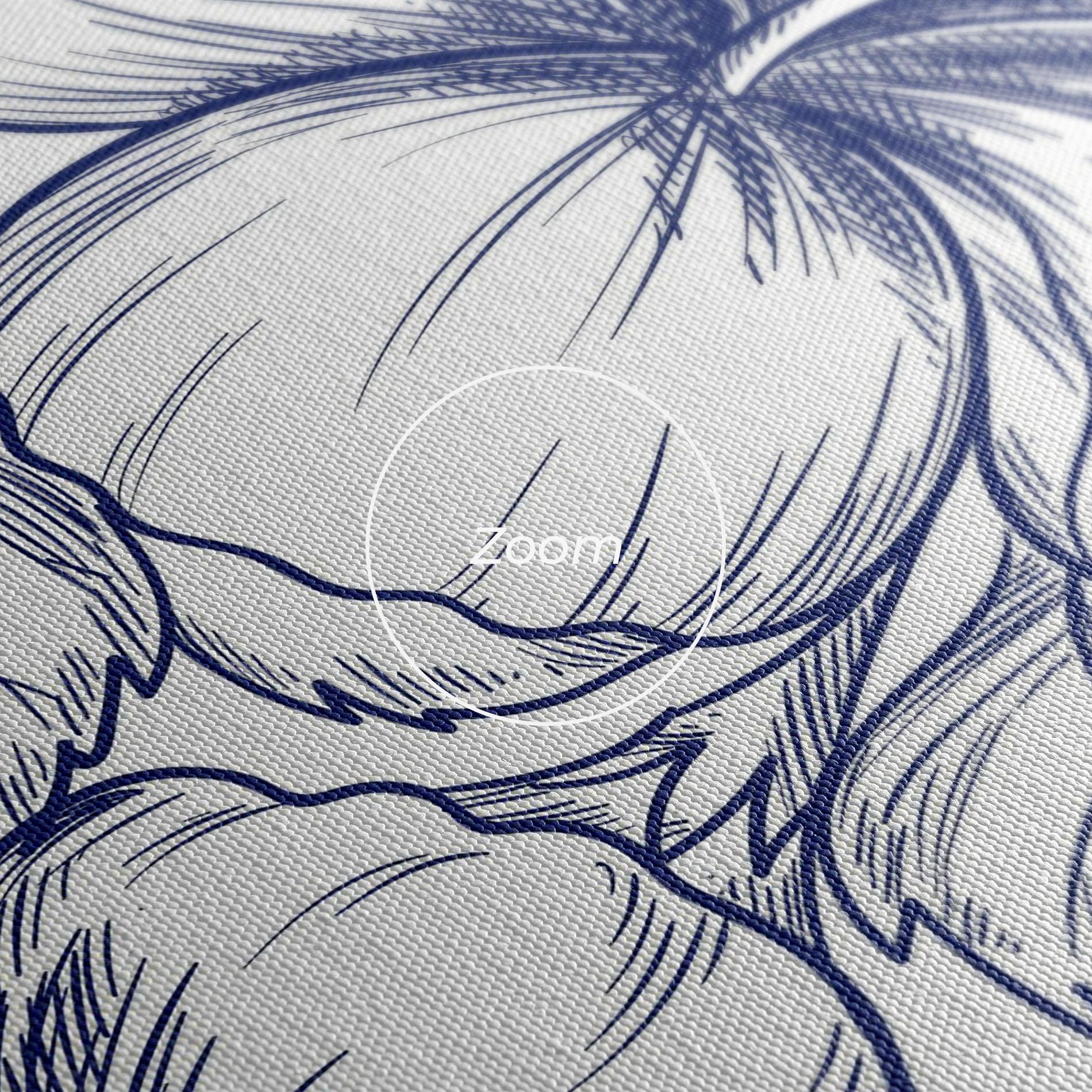 Leinwandbild Dark Blue Line Flower mockup 3