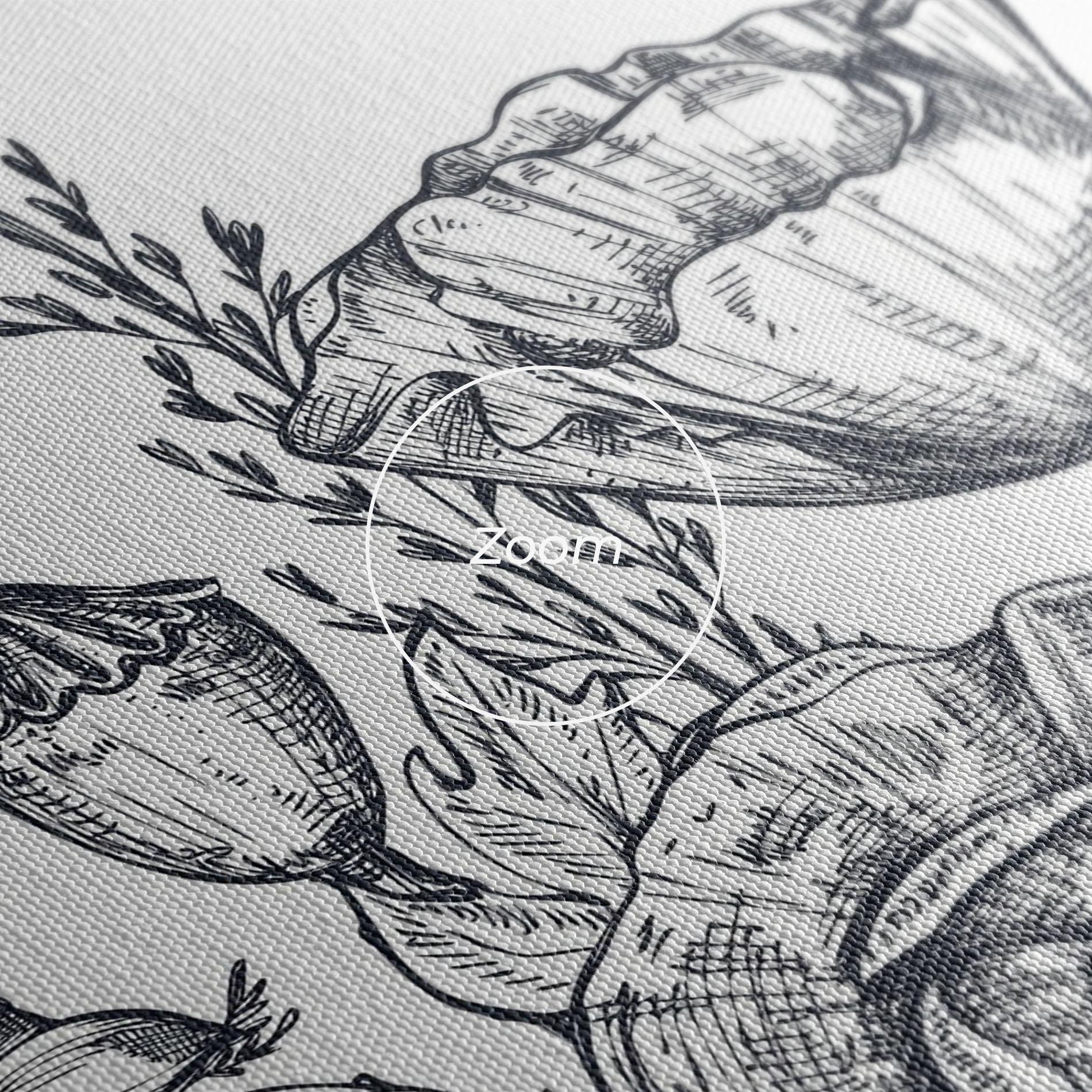 Leinwandbild Flower Grey Line mockup 3