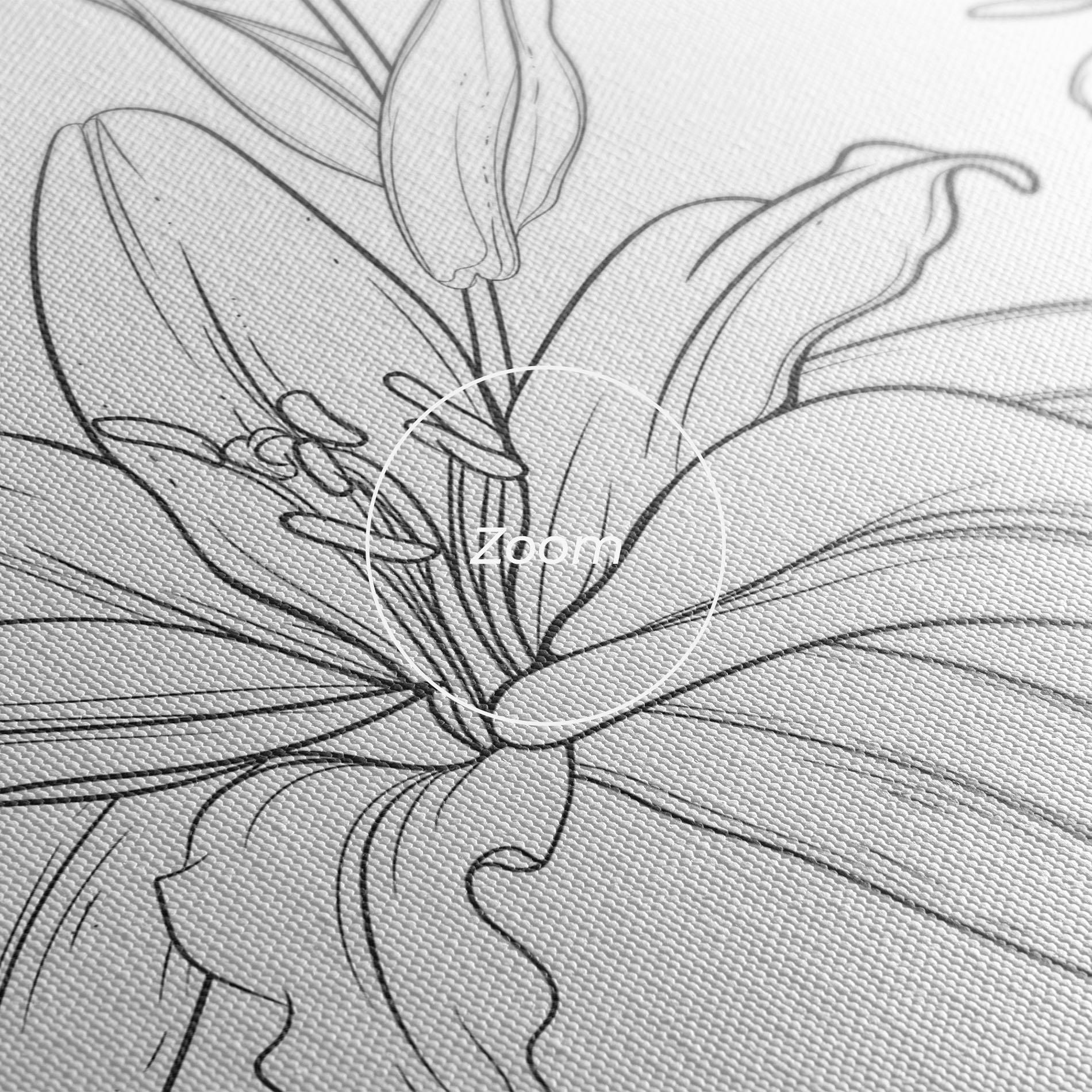Leinwandbild Grey Line Flower mockup 3