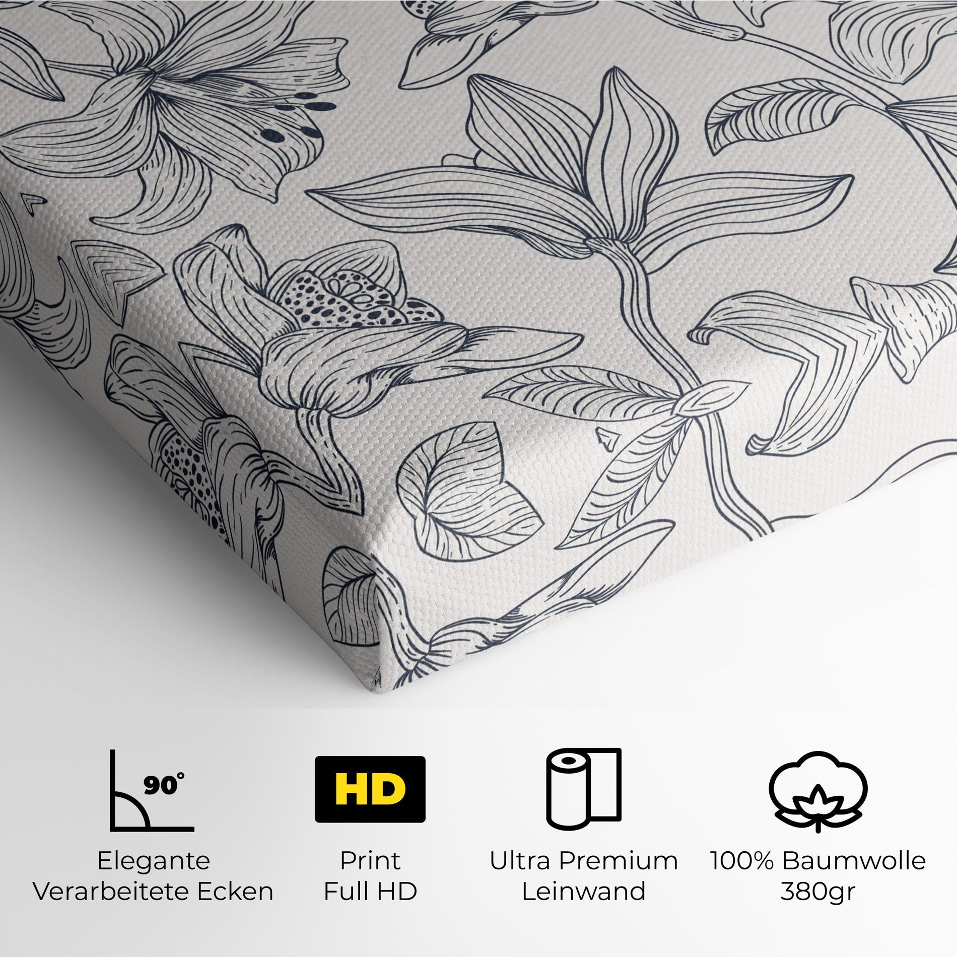 Leinwandbild Blue Patern Flower mockup 4