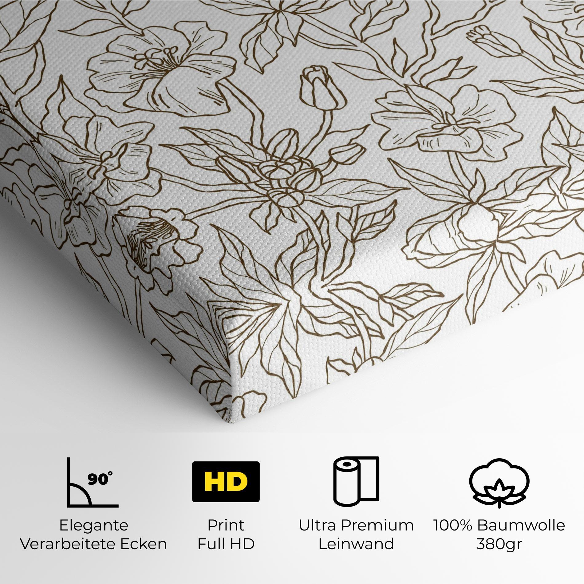 Leinwandbild Cream Line Flowers mockup 4