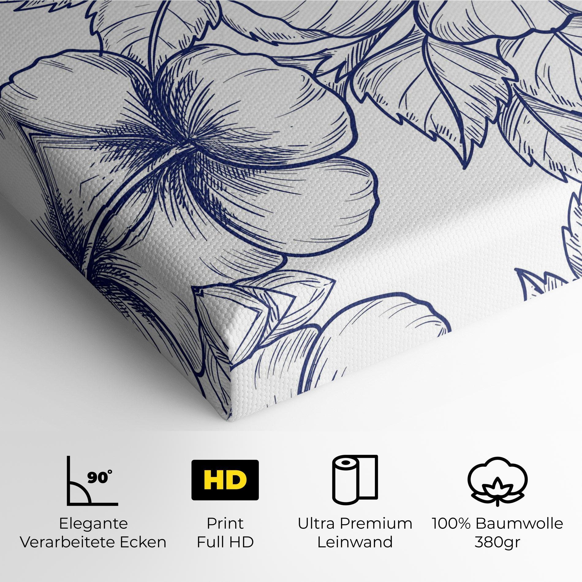 Leinwandbild Dark Blue Line Flower mockup 4