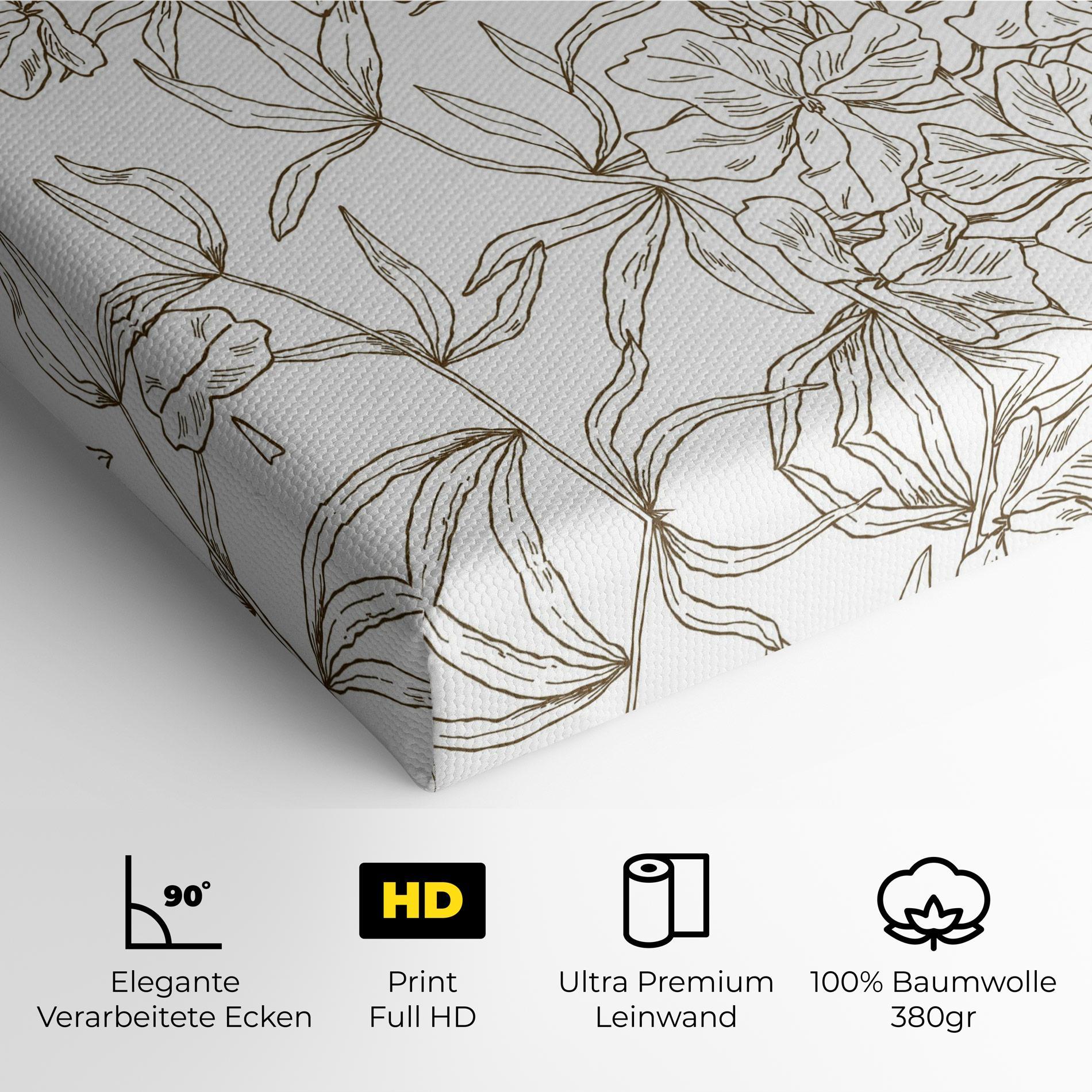 Leinwandbild Flower Brown Line mockup 4