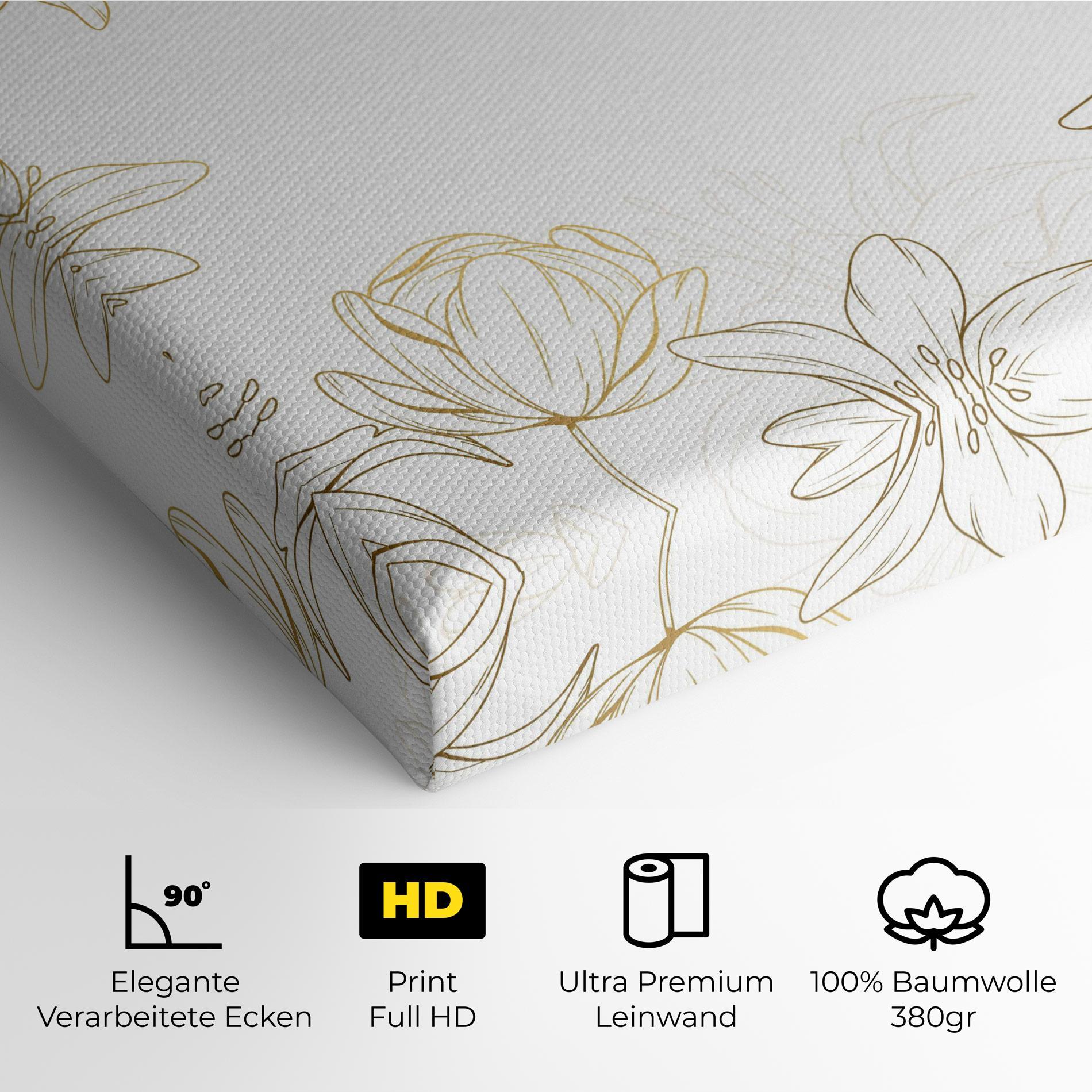 Leinwandbild Gold Line Flower mockup 4
