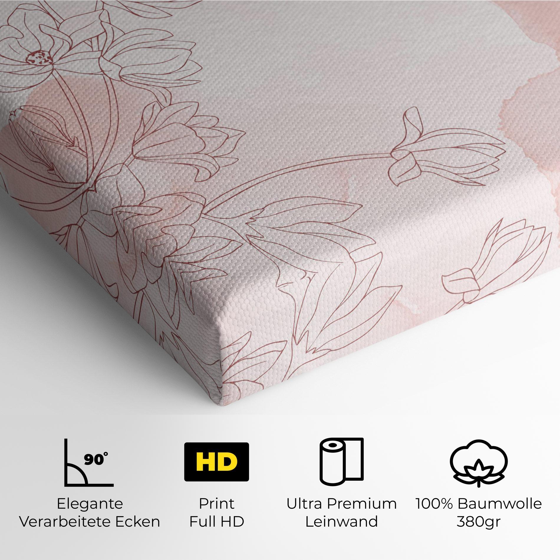 Leinwandbild Pink Flower Line mockup 4