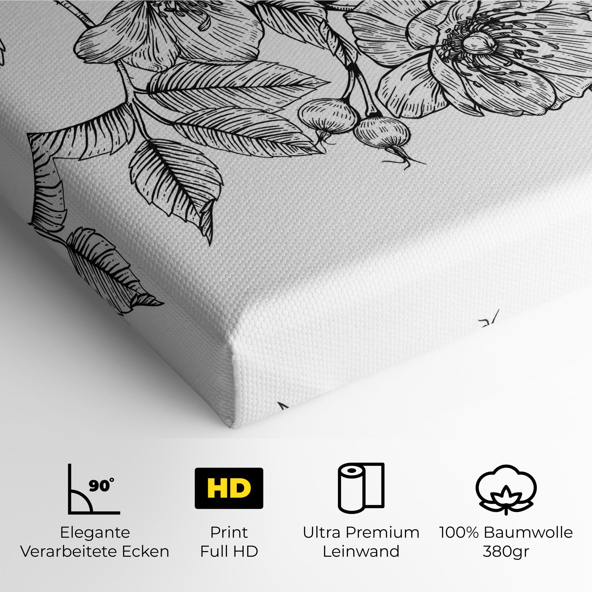 Leinwandbild Rose Black Line mockup 4