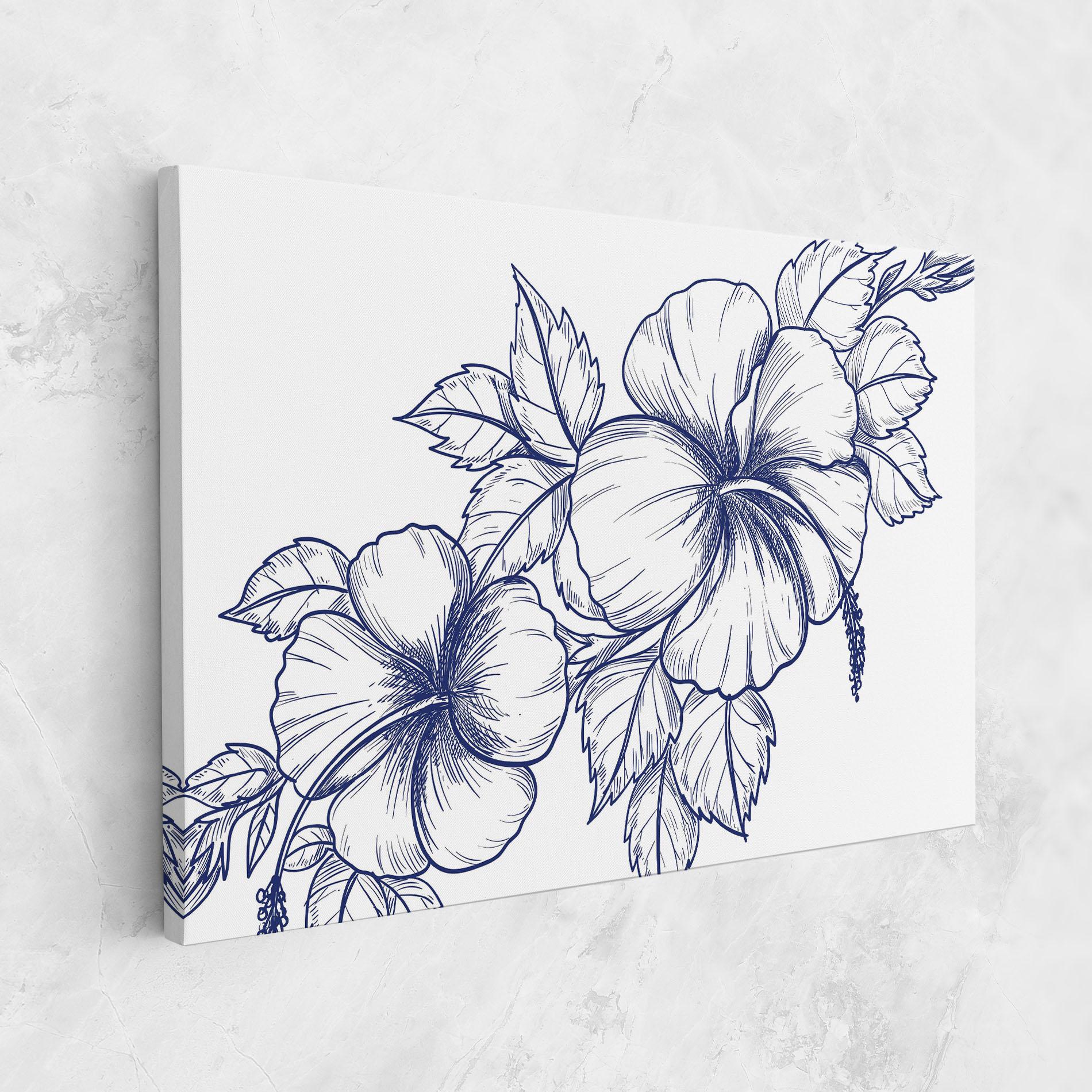 Leinwandbild Dark Blue Line Flower mockup 1